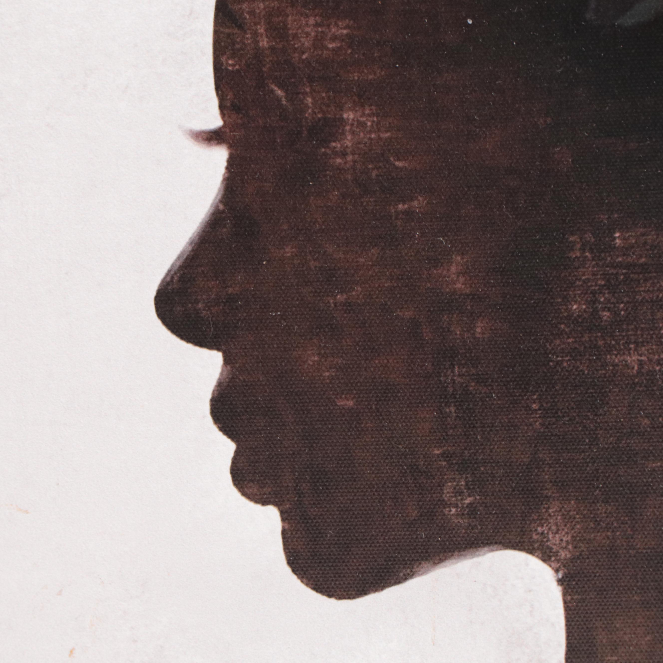 Embellished Giclée Profile Portrait of Woman Adorned With Flowers