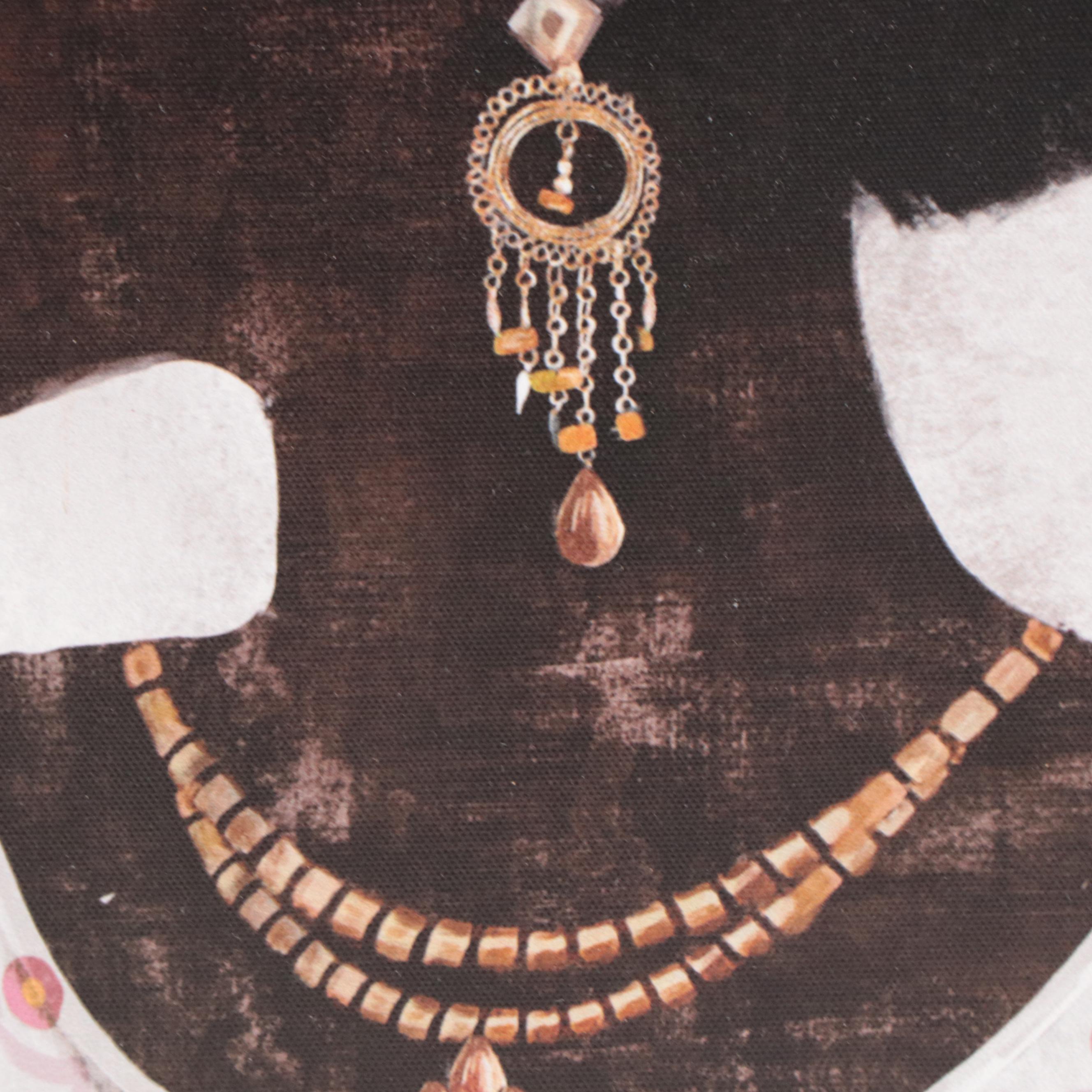 Embellished Giclée Profile Portrait of Woman Adorned With Flowers