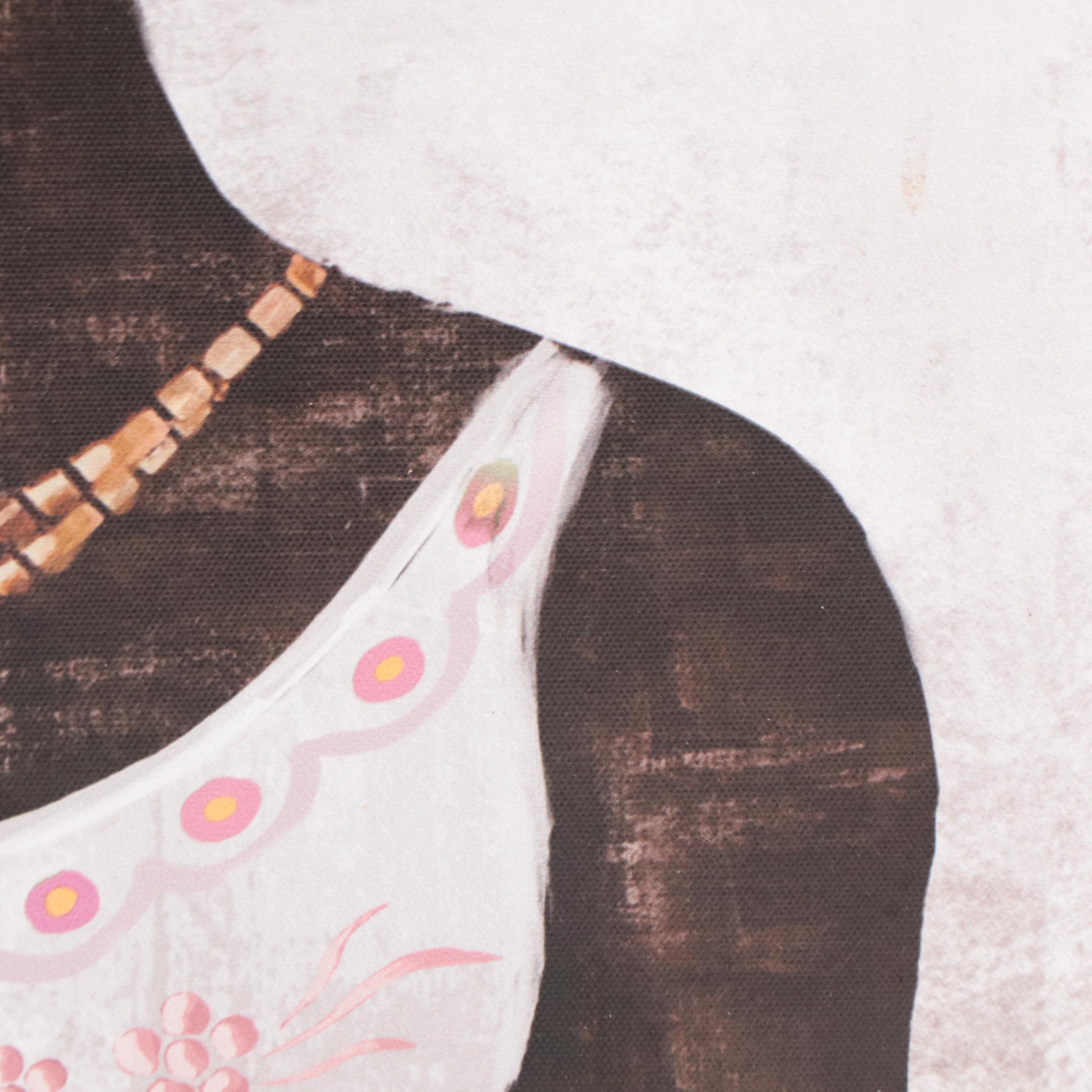 Embellished Giclée Profile Portrait of Woman Adorned With Flowers