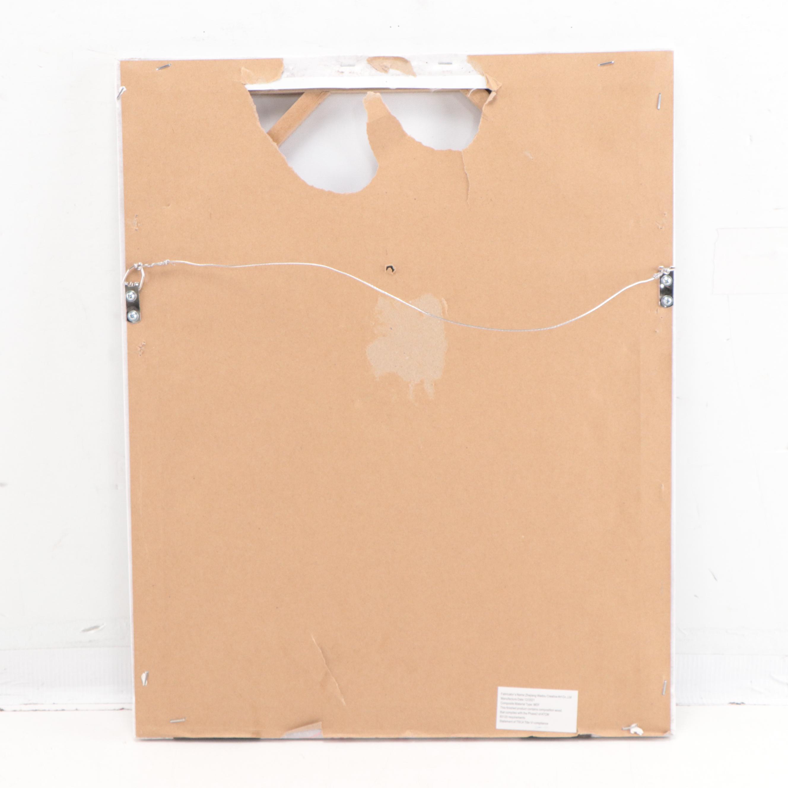 Embellished Giclée Profile Portrait of Woman Adorned With Flowers