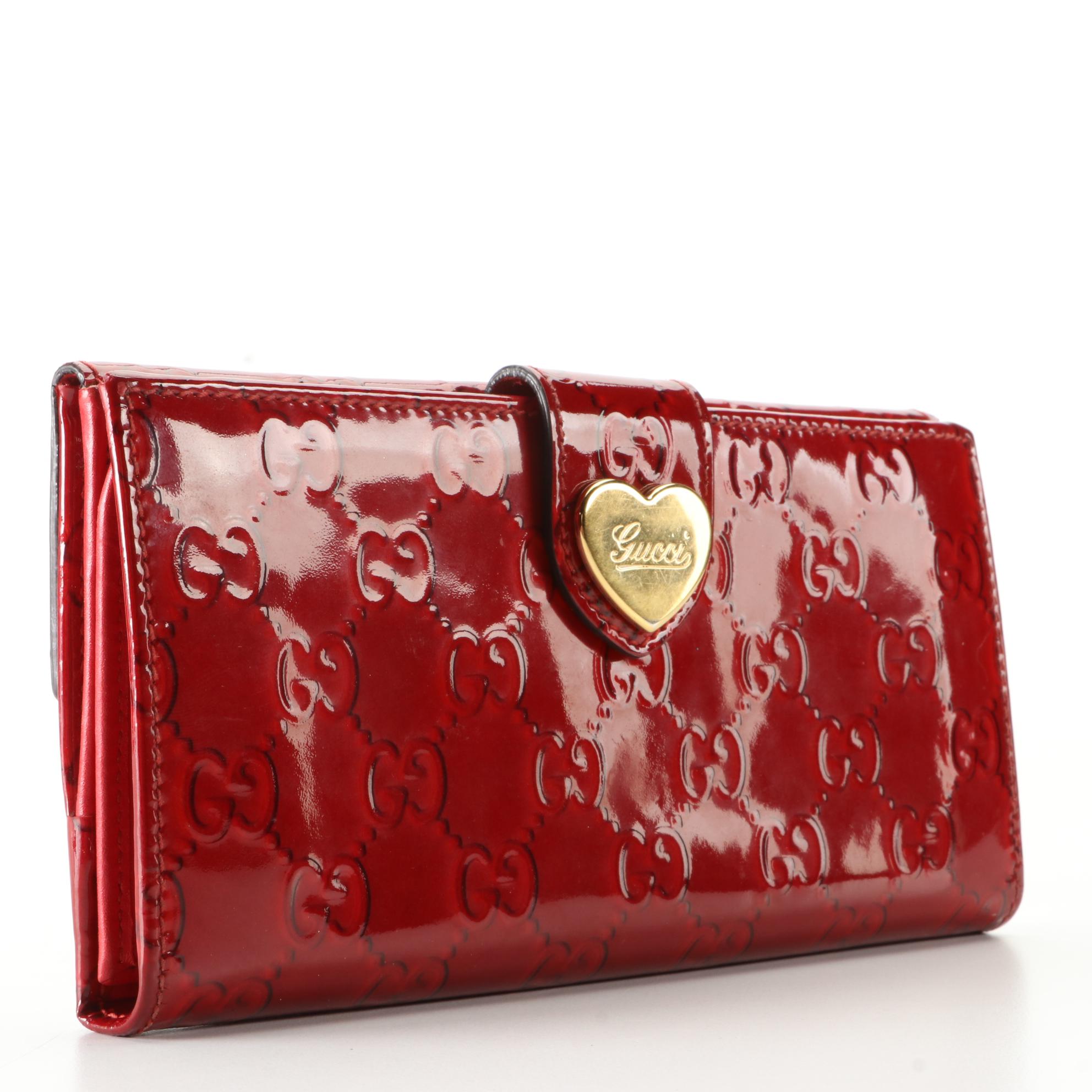 Gucci Heart Continental Wallet in GG Patent Leather