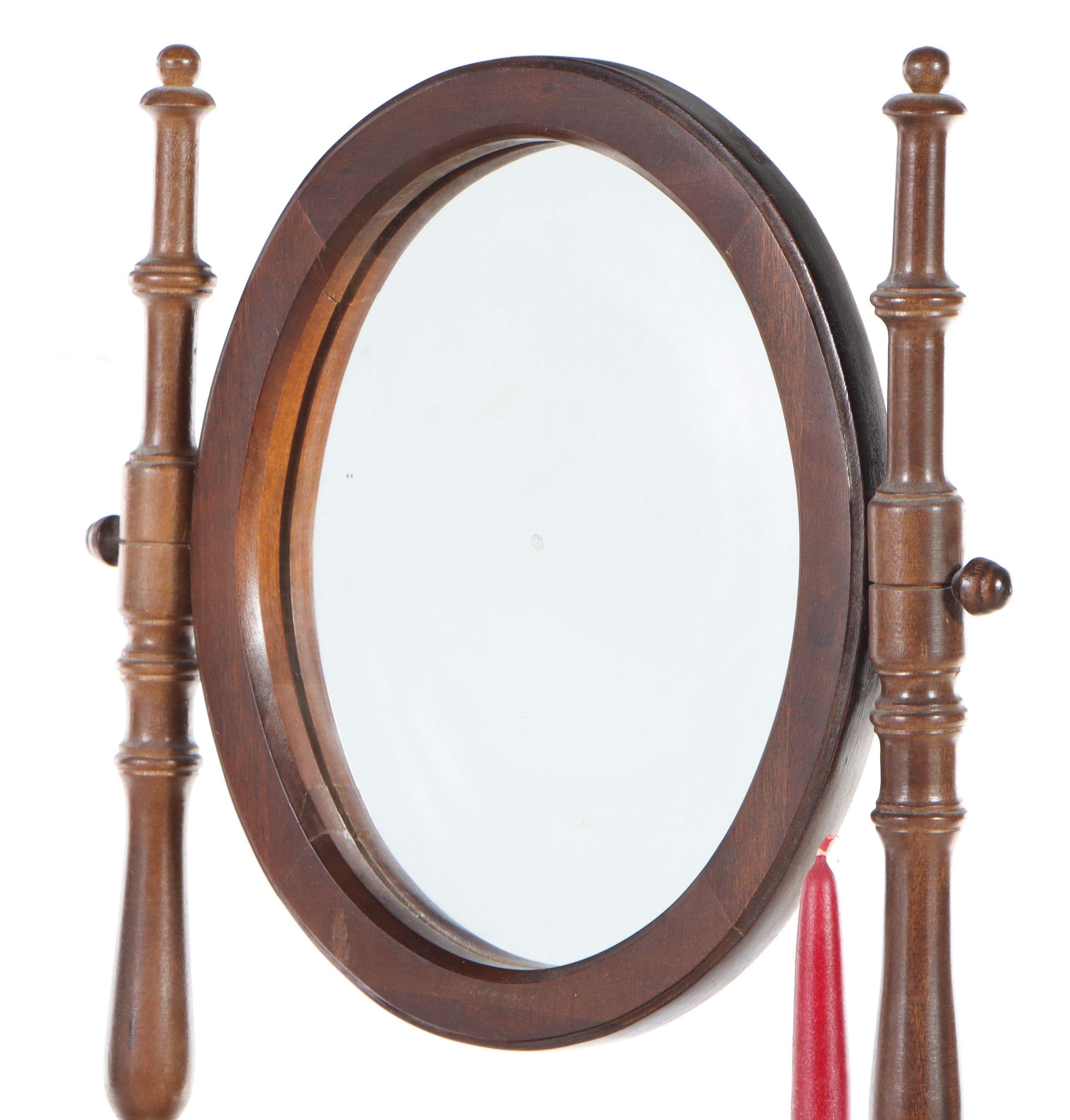 Victorian Style Mirror-Back Washstand with Bowl and Towels