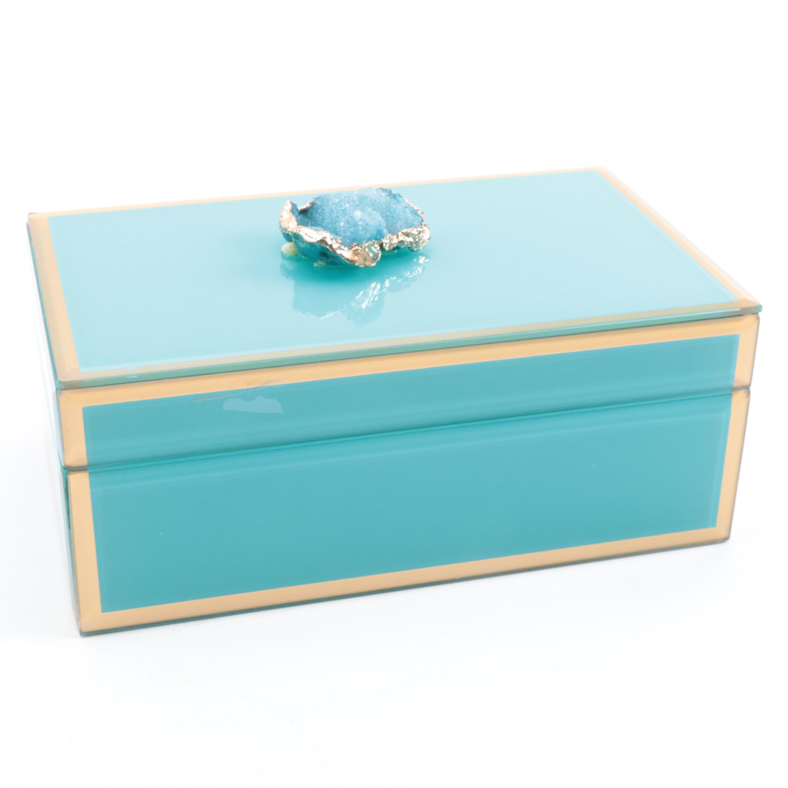 Williams Sonoma Home Soap Bar Set with Geode Glass Box, Dyed Stone Frame