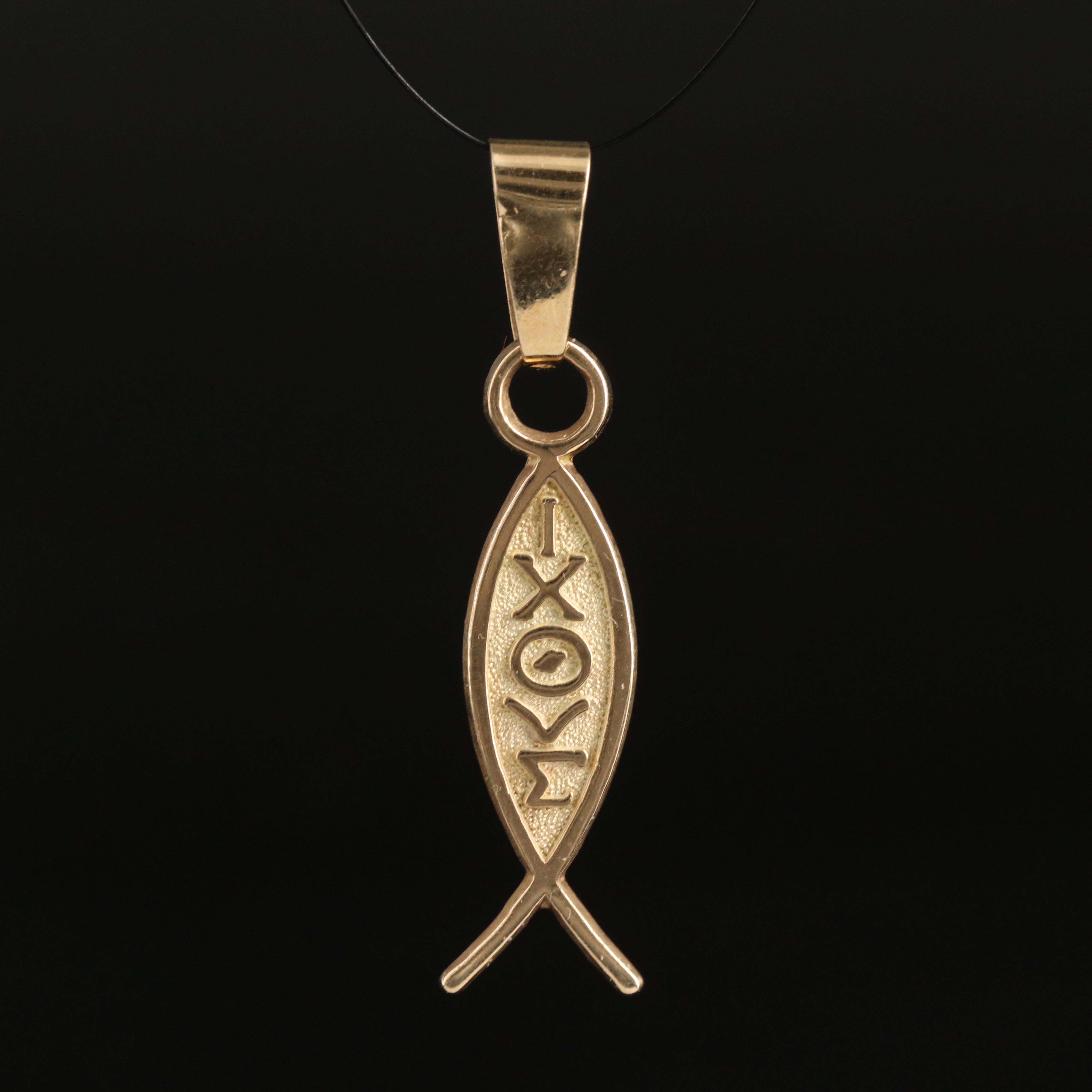 14K Icthys Pendant