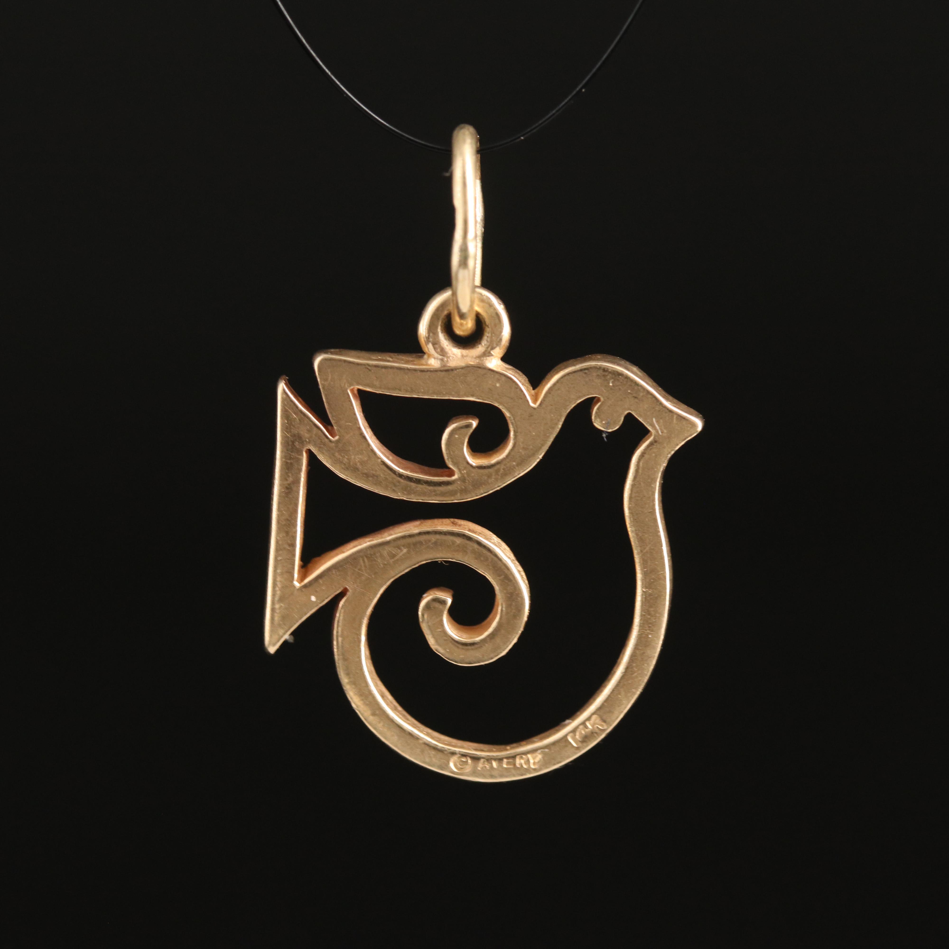 Vintage James Avery 14K Peace Dove Pendant