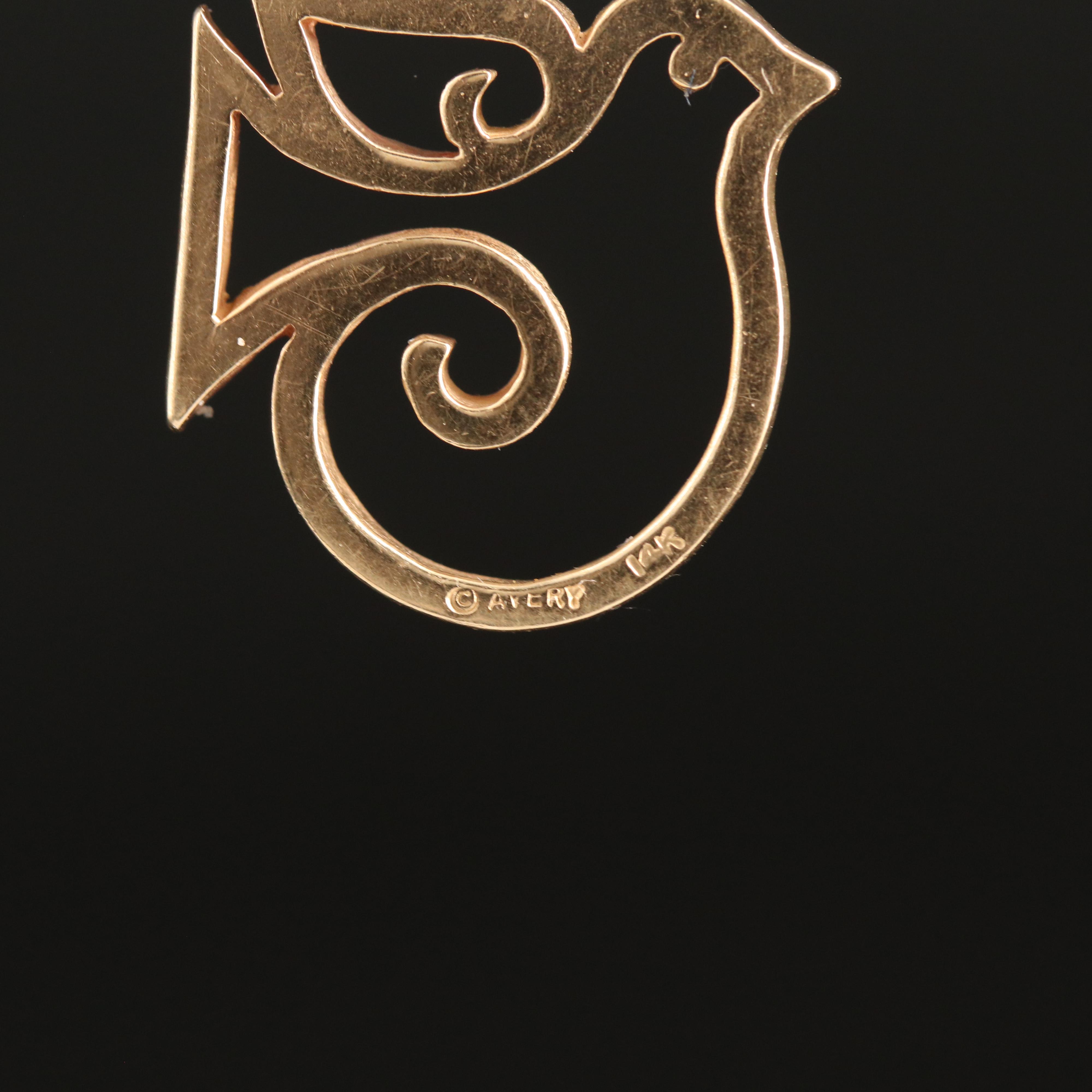 Vintage James Avery 14K Peace Dove Pendant