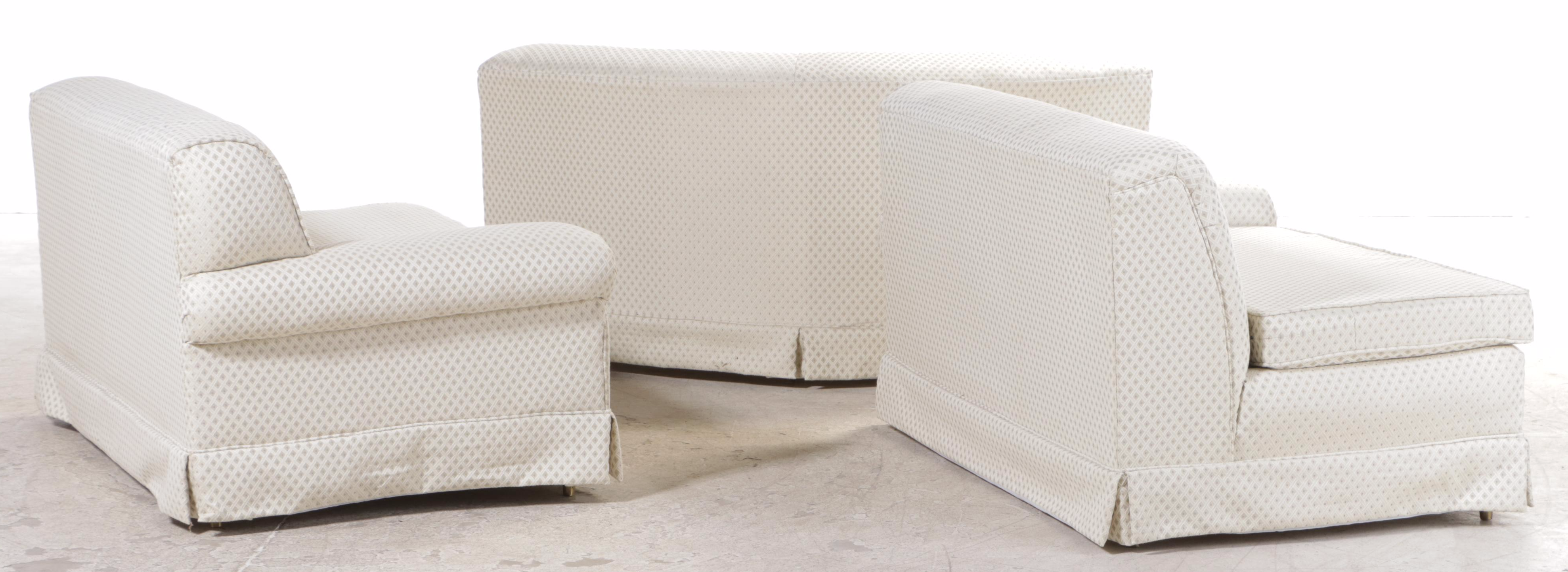 Three-Piece Flexsteel Mid Century Modern Buttoned-Down Sectional Sofa