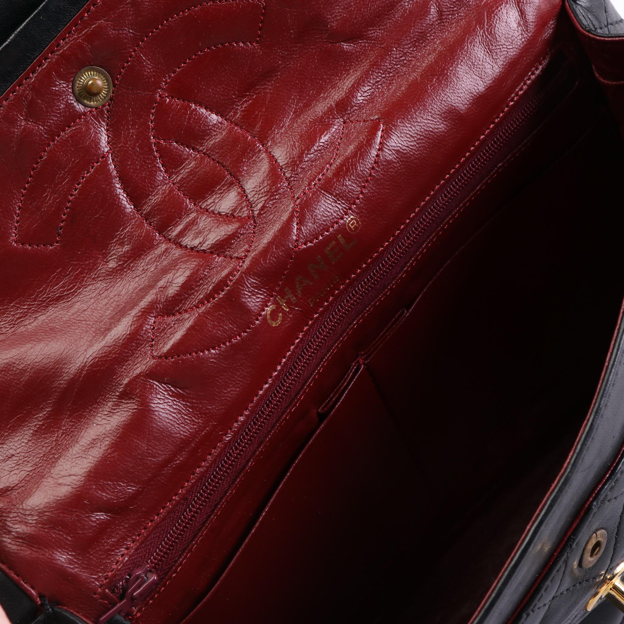 Chanel Medium Single-Flap Shoulder Bag in Quilted Black Lambskin Leather