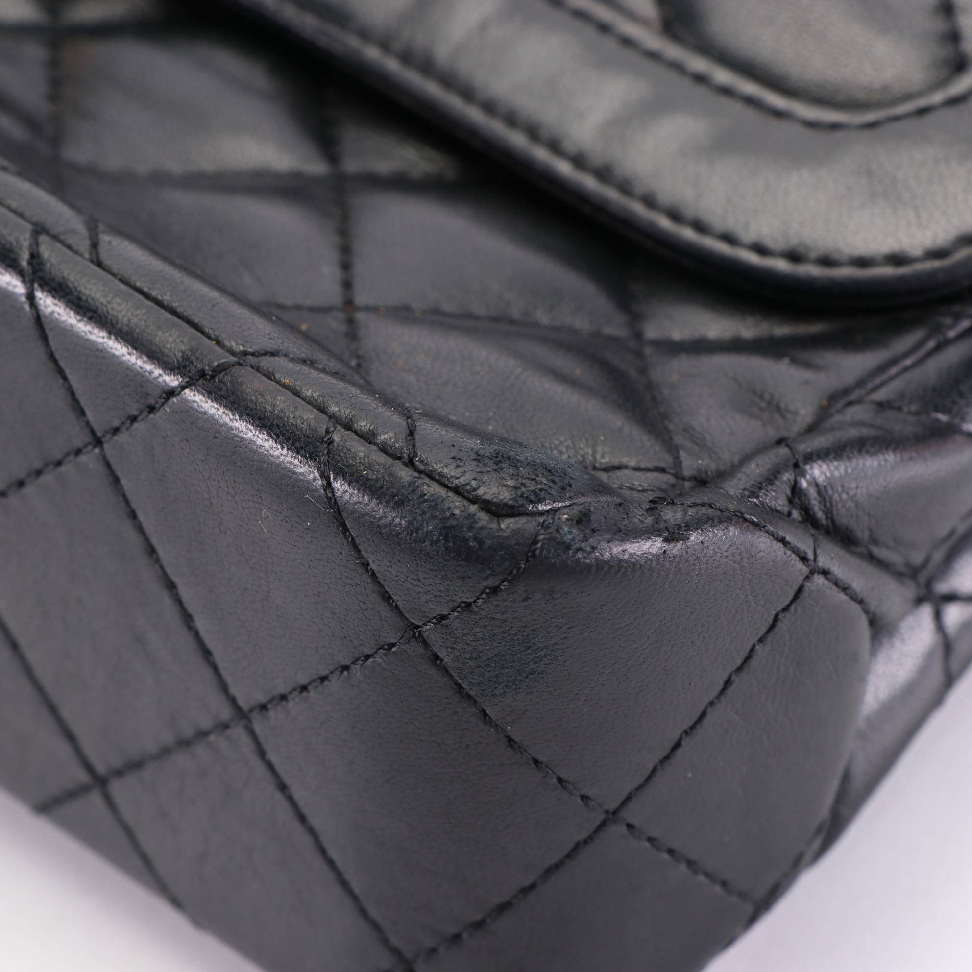 Chanel Medium Single-Flap Shoulder Bag in Quilted Black Lambskin Leather