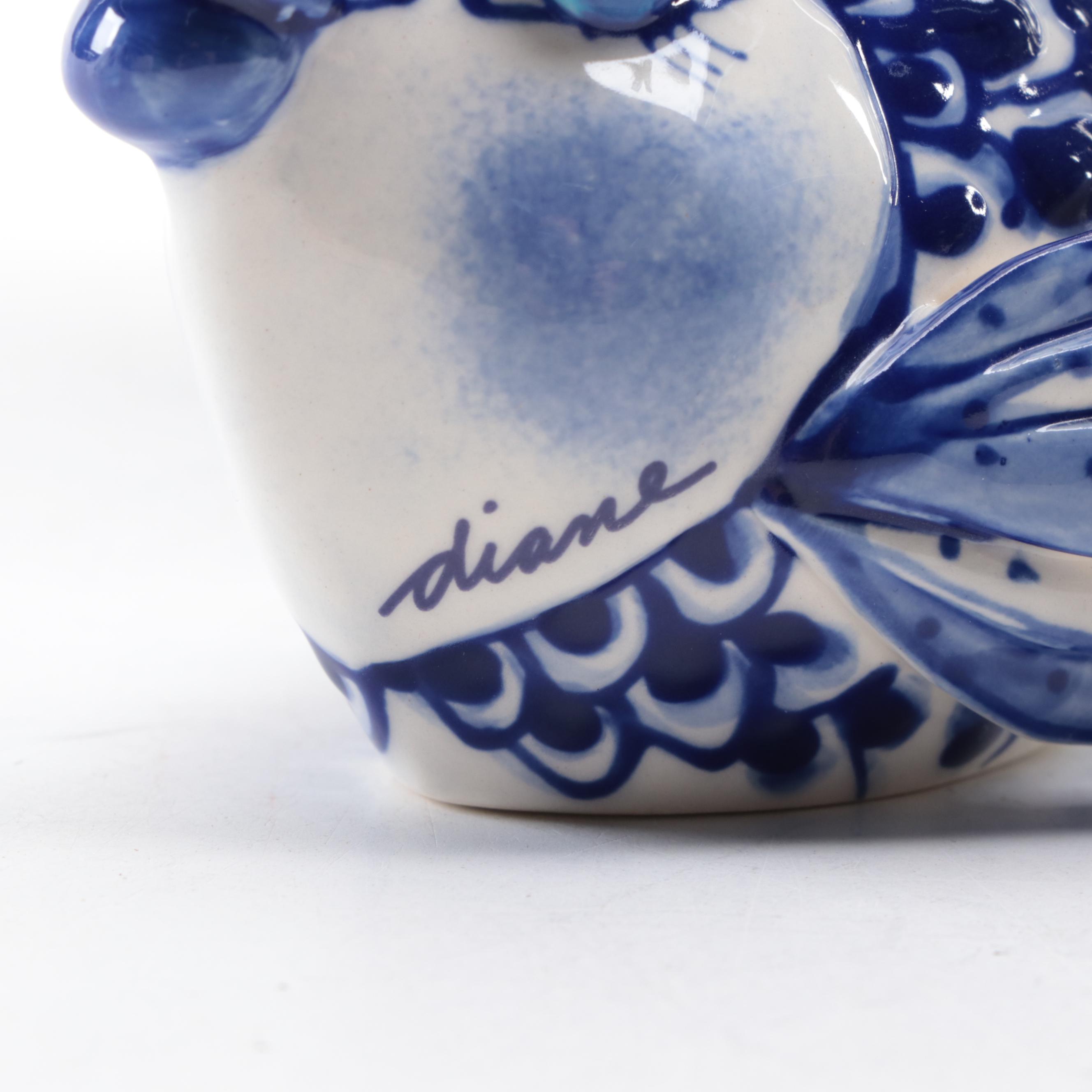 Russian Gzhel Porcelain Fish Shaped Jar with Other Salt and Pepper Shakers