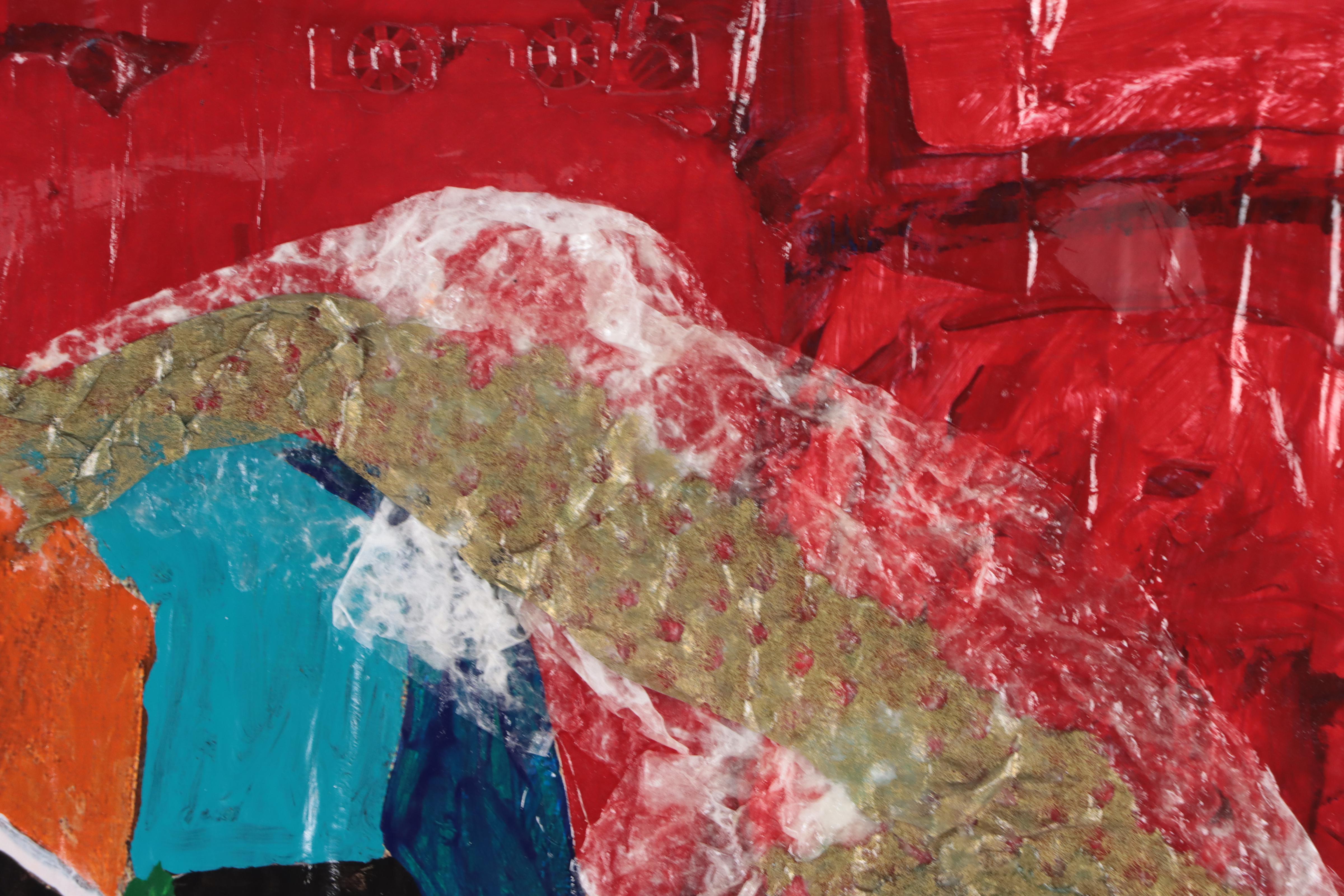 George Glass Figural Mixed Media Painting "Face of Color," 21st Century