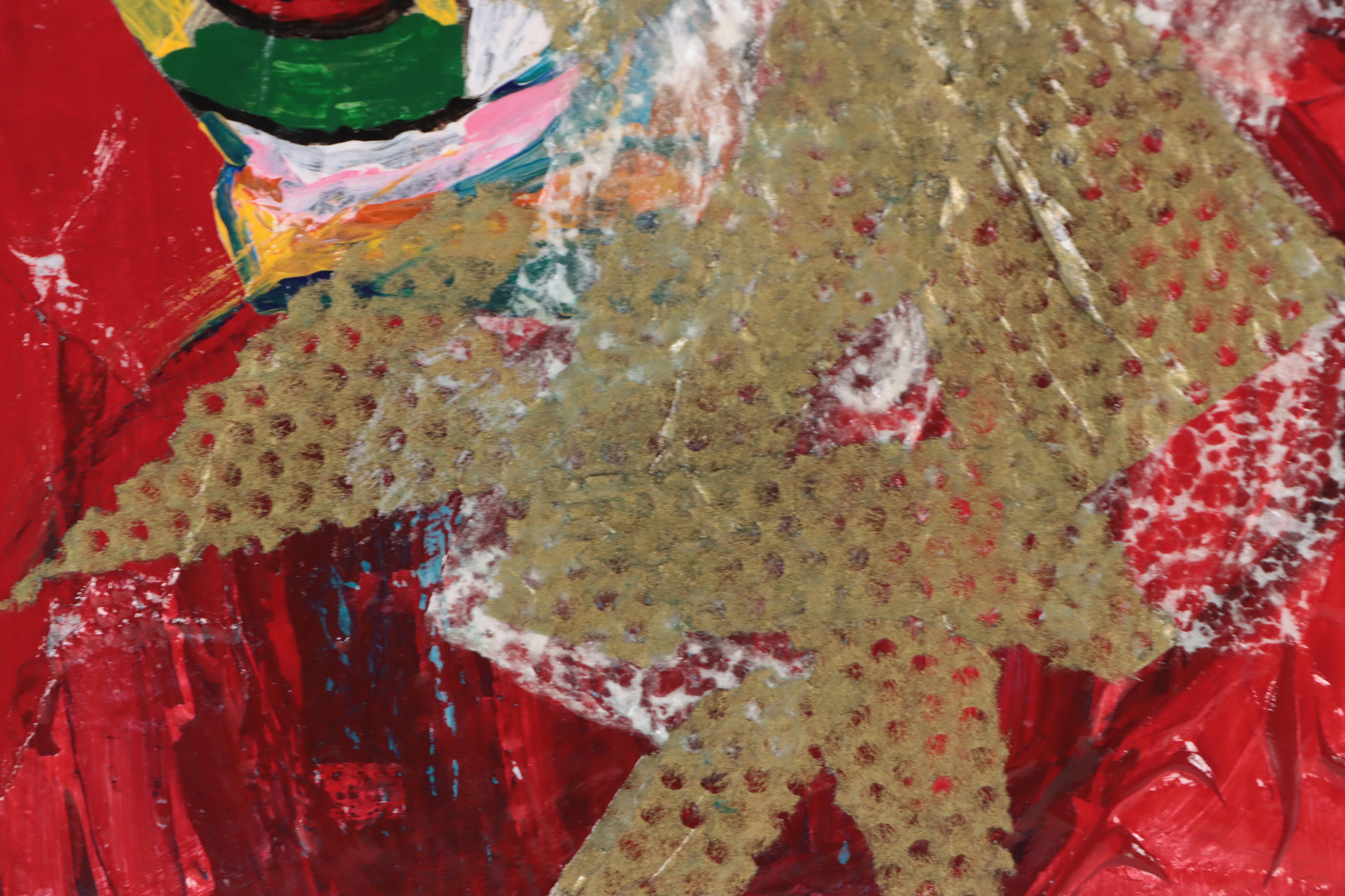 George Glass Figural Mixed Media Painting "Face of Color," 21st Century