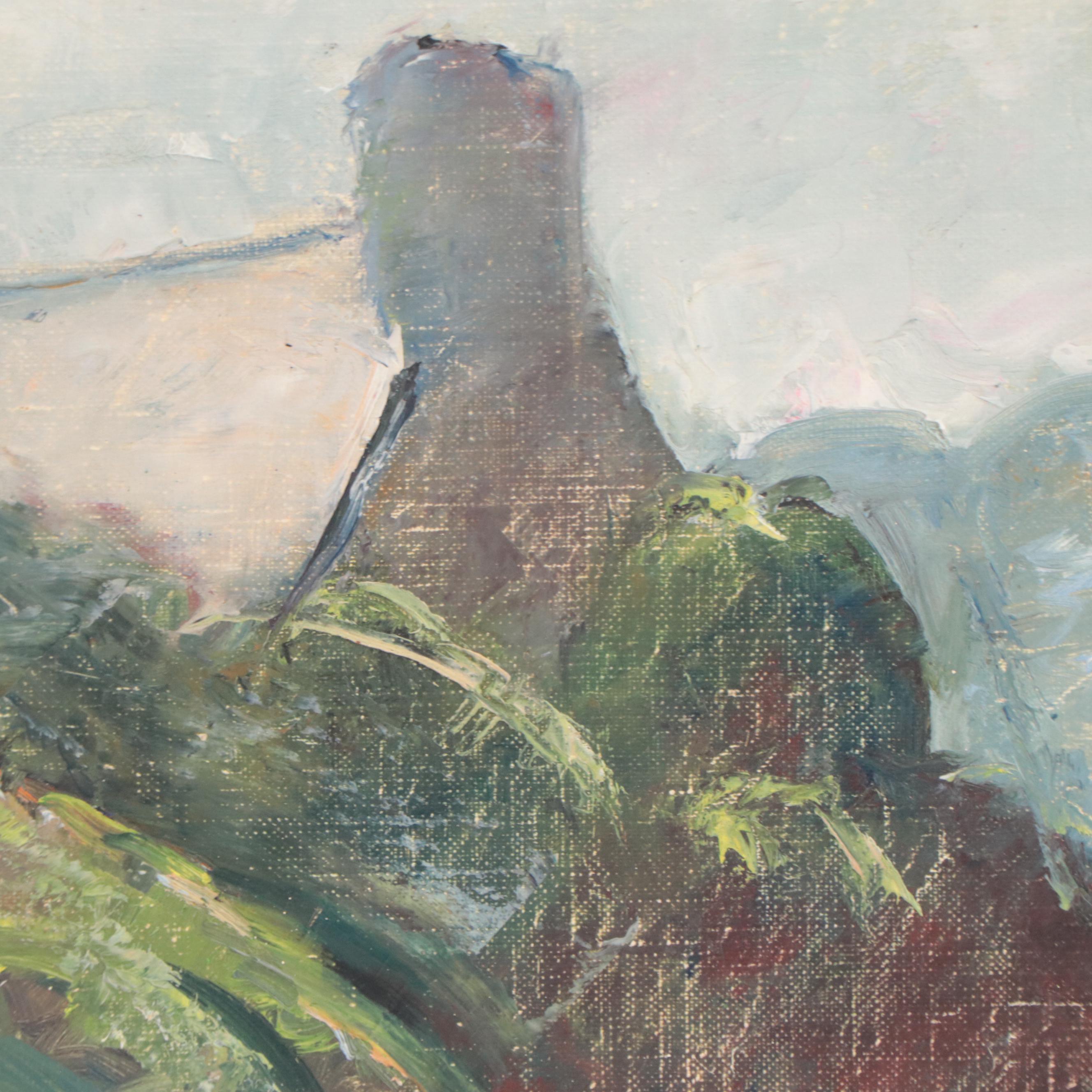 Oil Painting of Village Houses