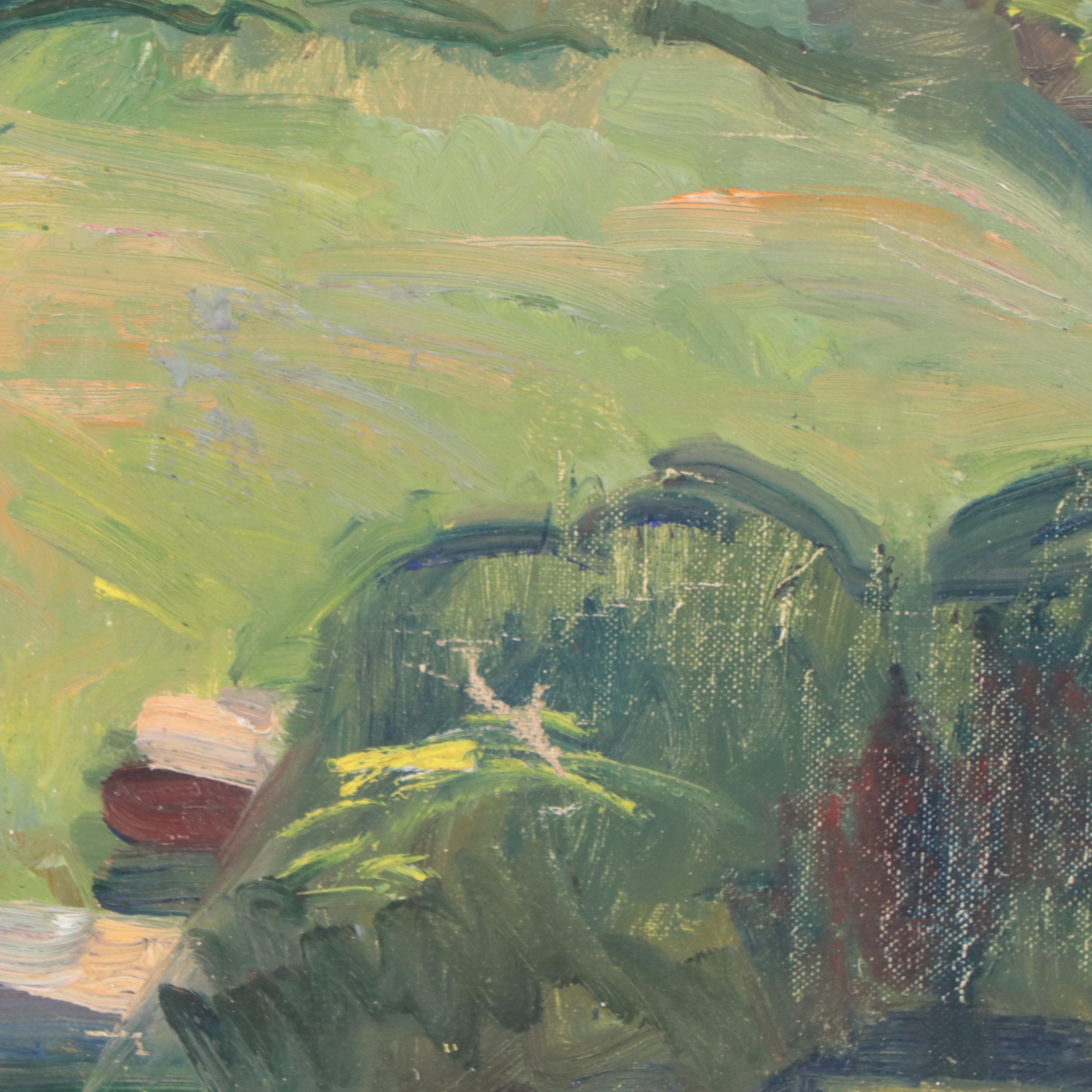 Oil Painting of Village Houses