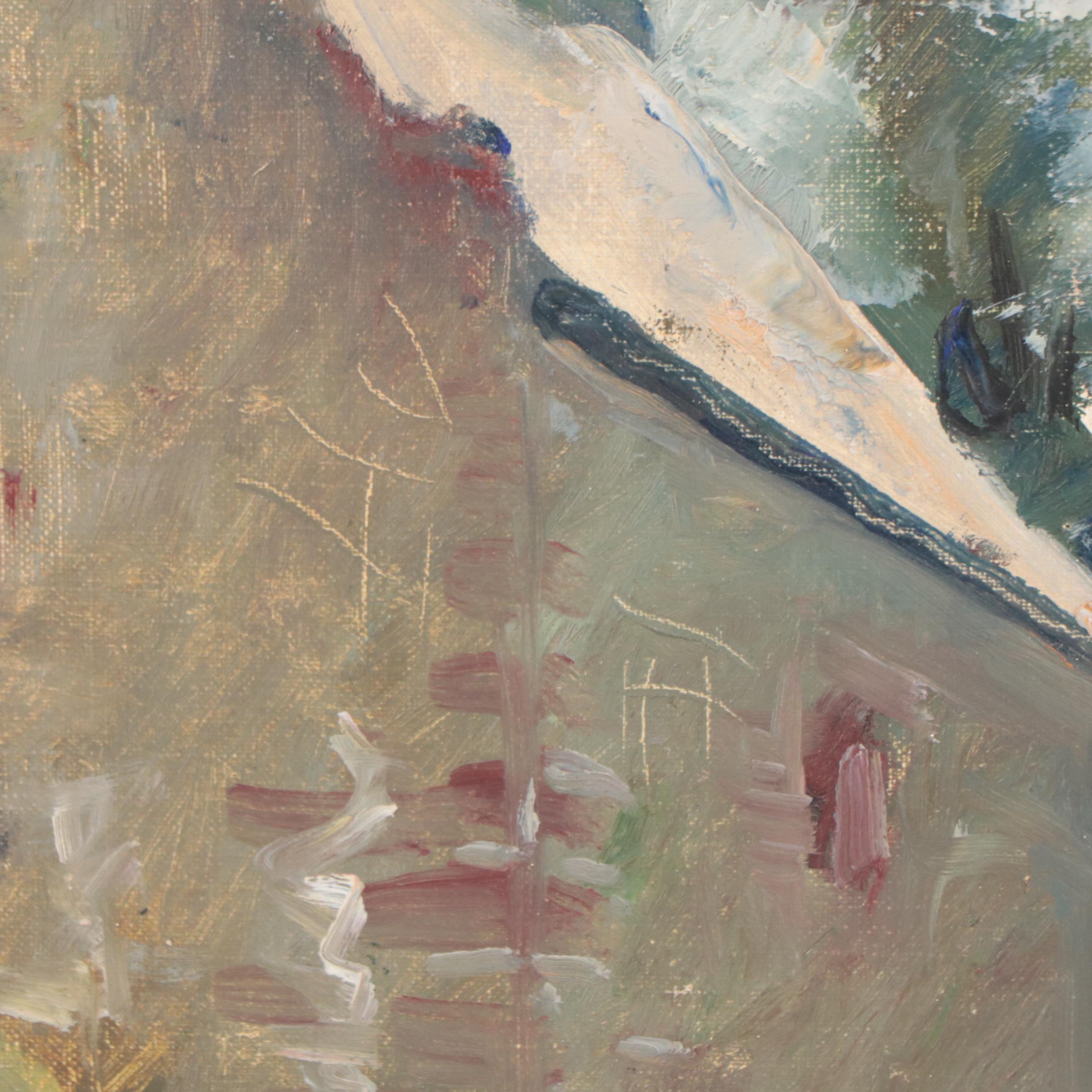 Oil Painting of Village Houses