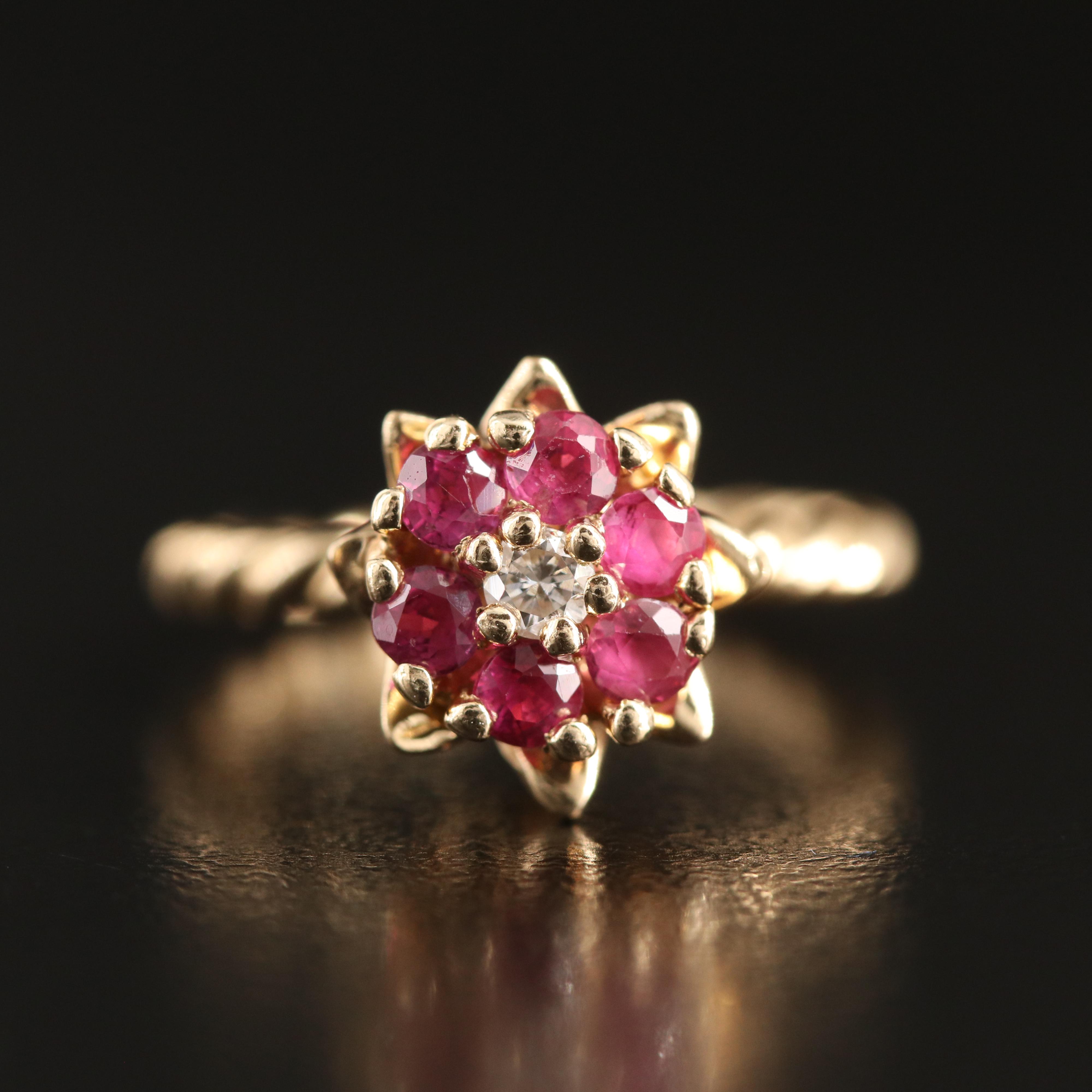 14K Diamond and Ruby Ring