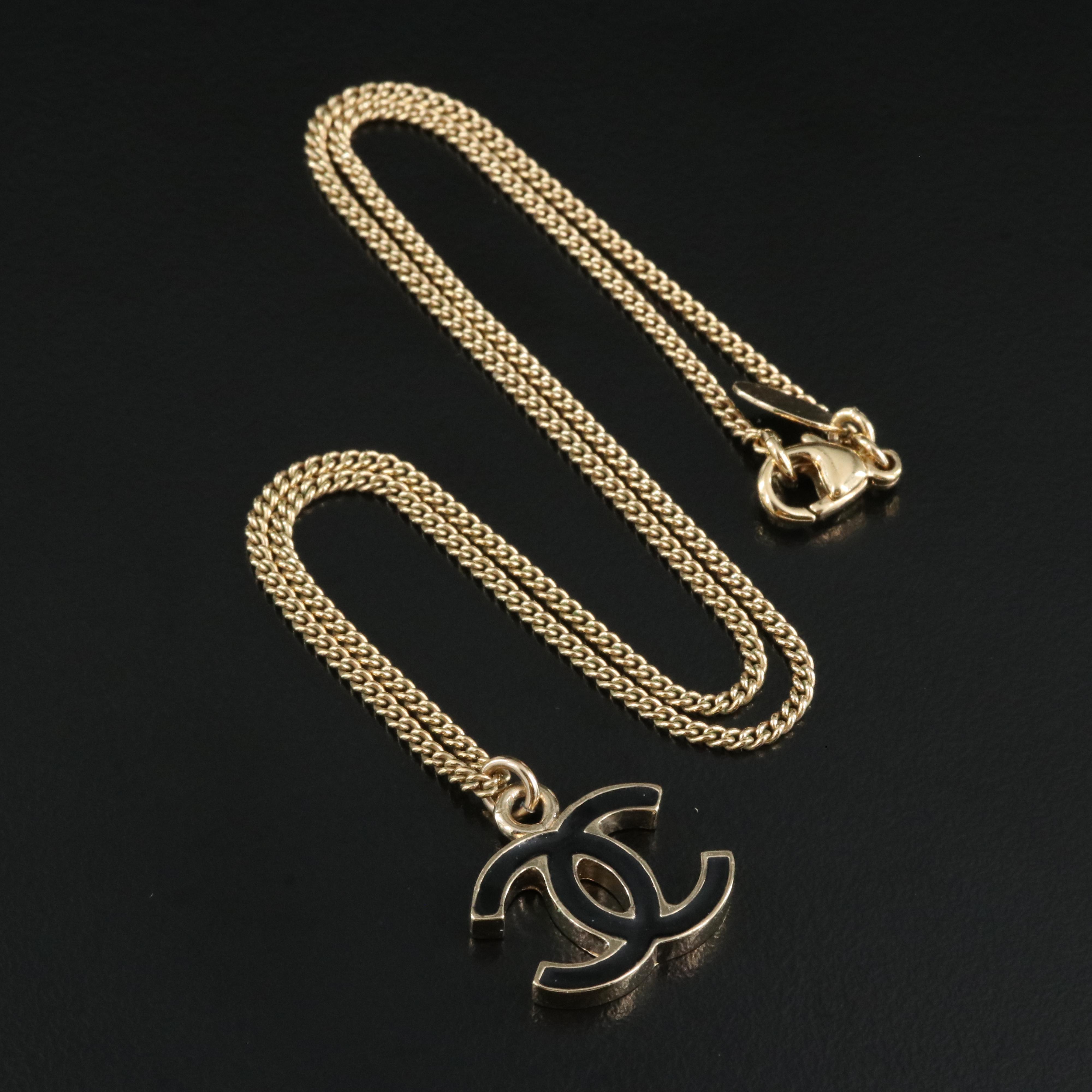 Chanel Enamel Interlocking C Pendant Necklace
