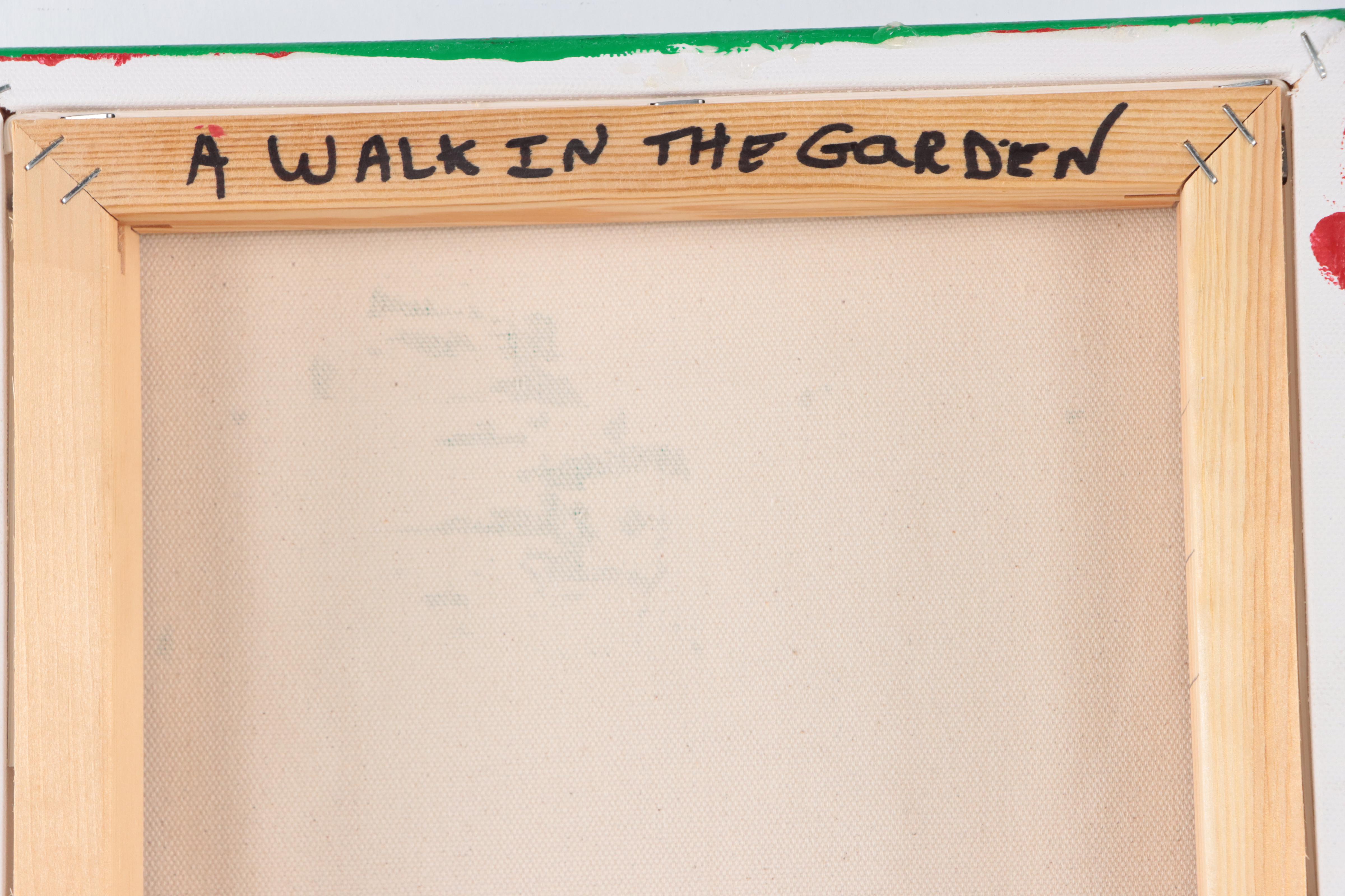 George Glass Mixed Media Painting "A Walk in the Garden," 21st Century