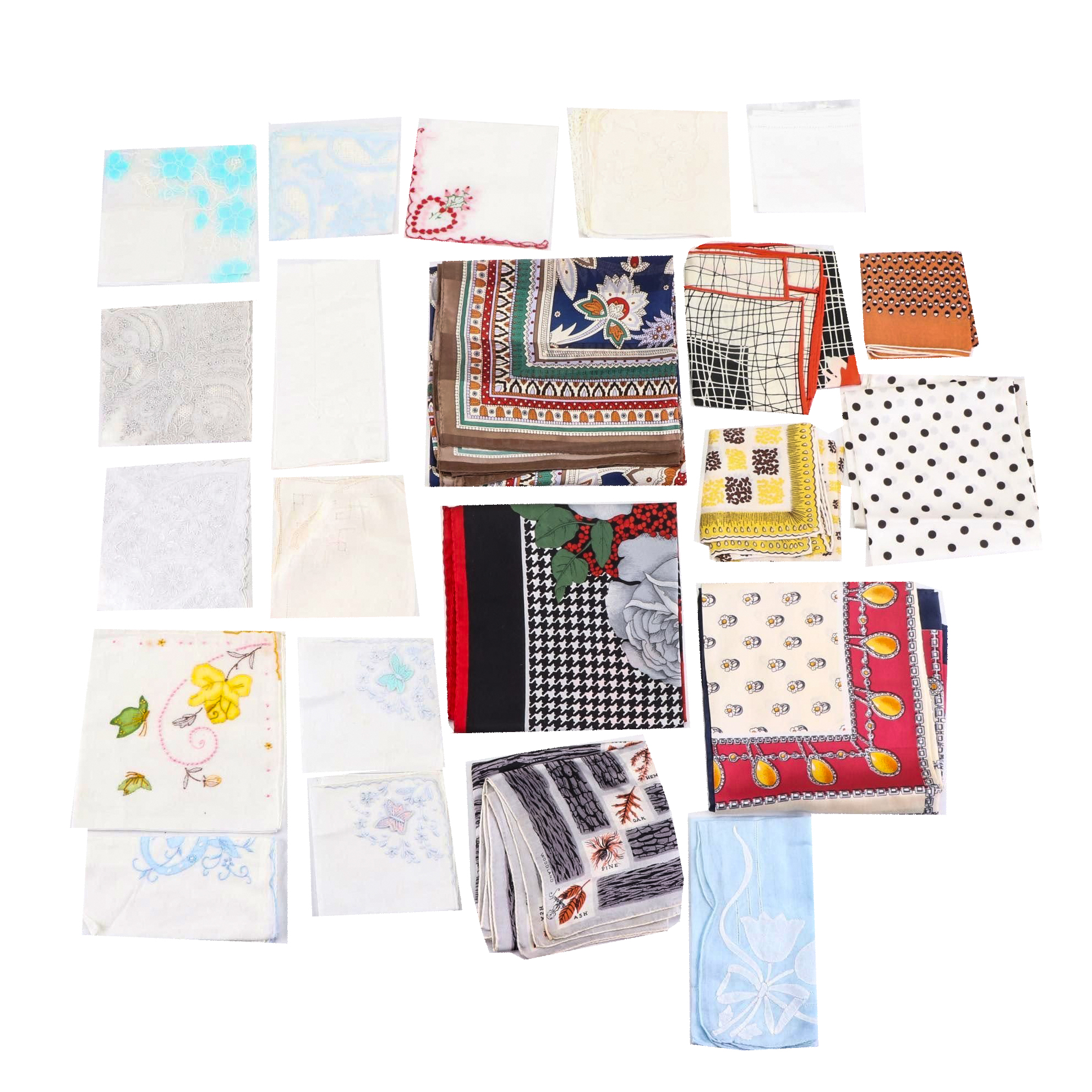 Assorted Handkerchiefs and Scarves by Ellen Tracy, Leonardi, and Others