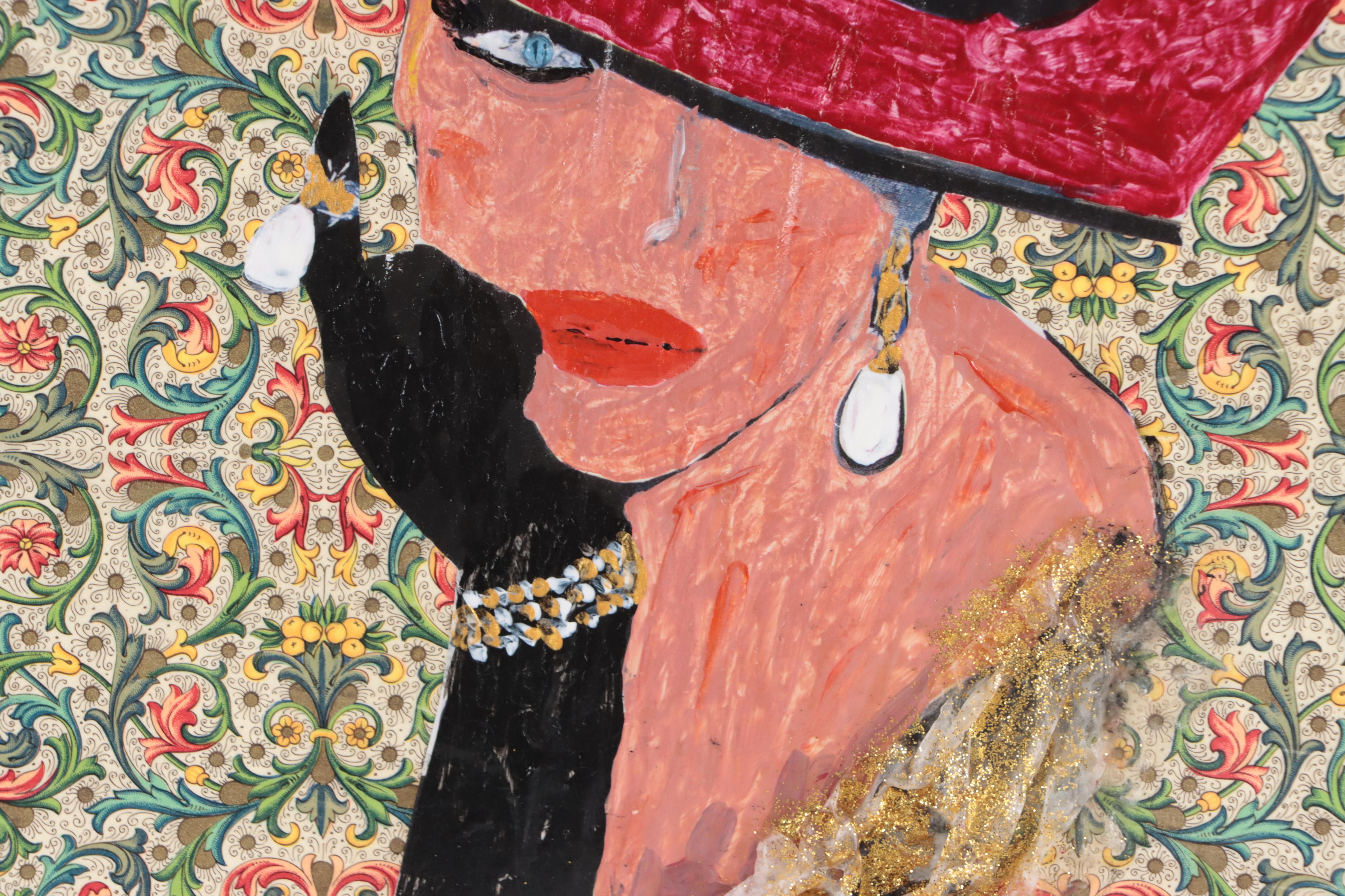 George Glass Mixed Media Painting "Off to Paris," 21st Century