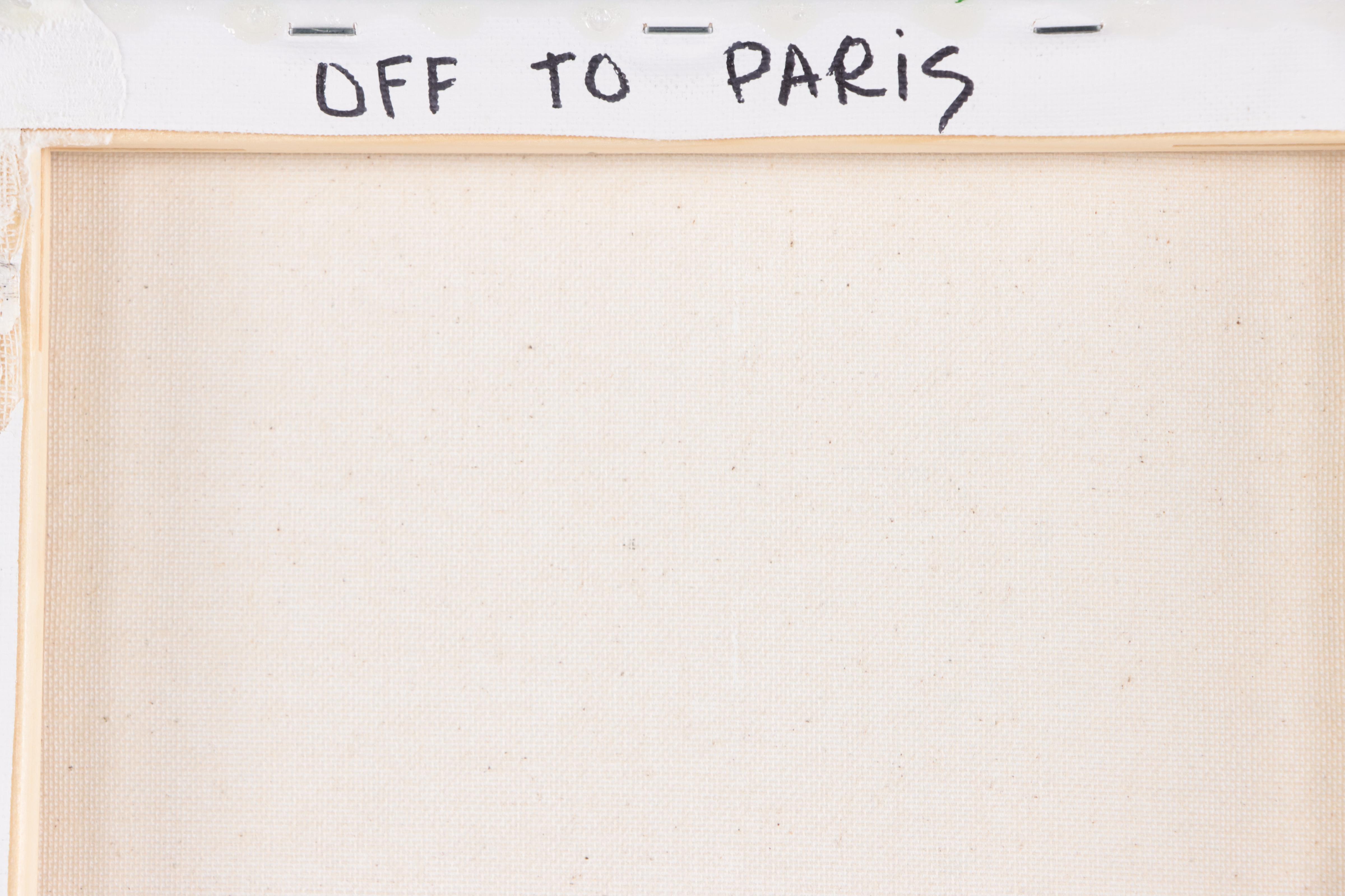 George Glass Mixed Media Painting "Off to Paris," 21st Century