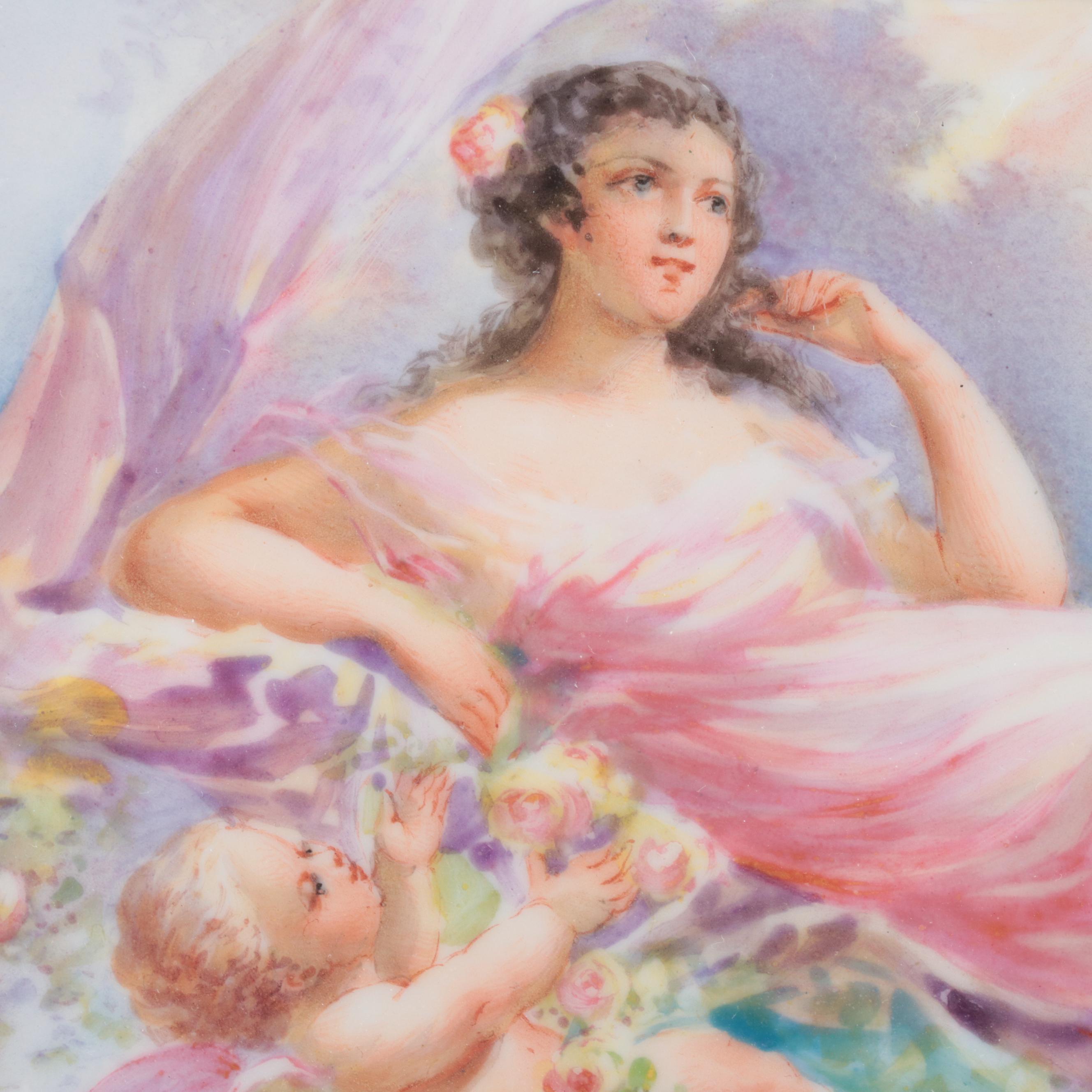 Sèvres Gilt Metal Mounted Bleu Céleste Hand-Painted Porcelain Tray