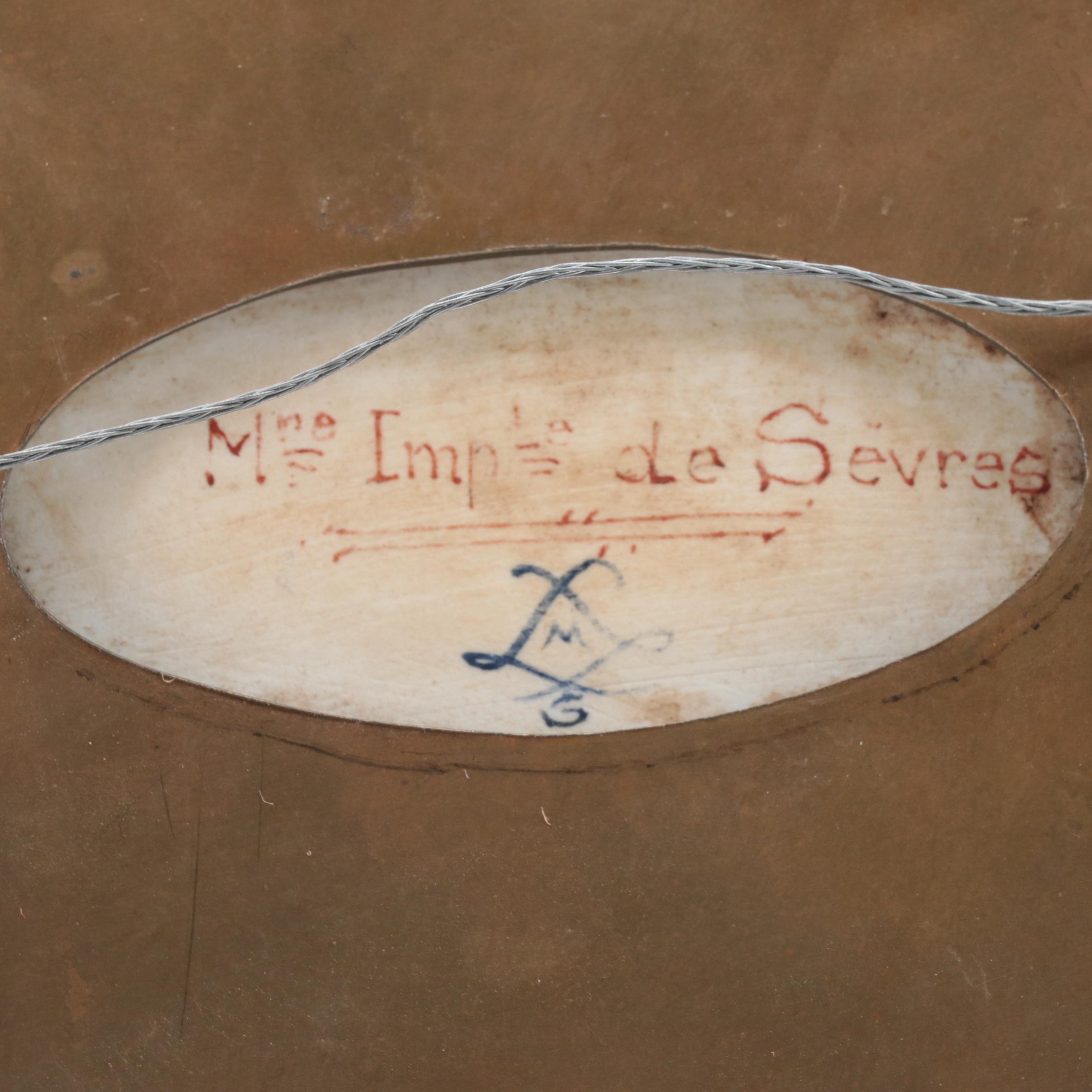 Sèvres Gilt Metal Mounted Bleu Céleste Hand-Painted Porcelain Tray