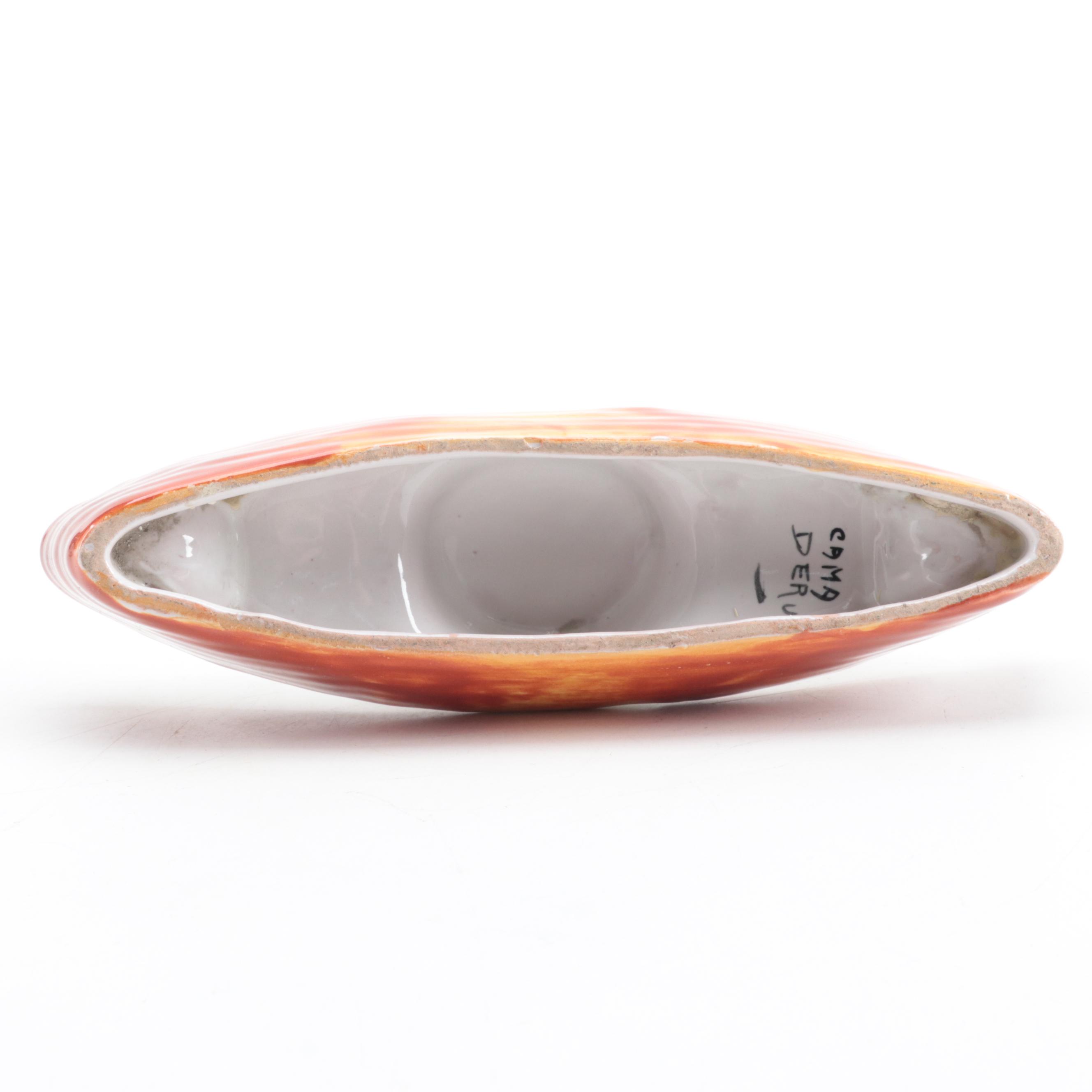 Italian Detura Majolica Teapot and Canoe