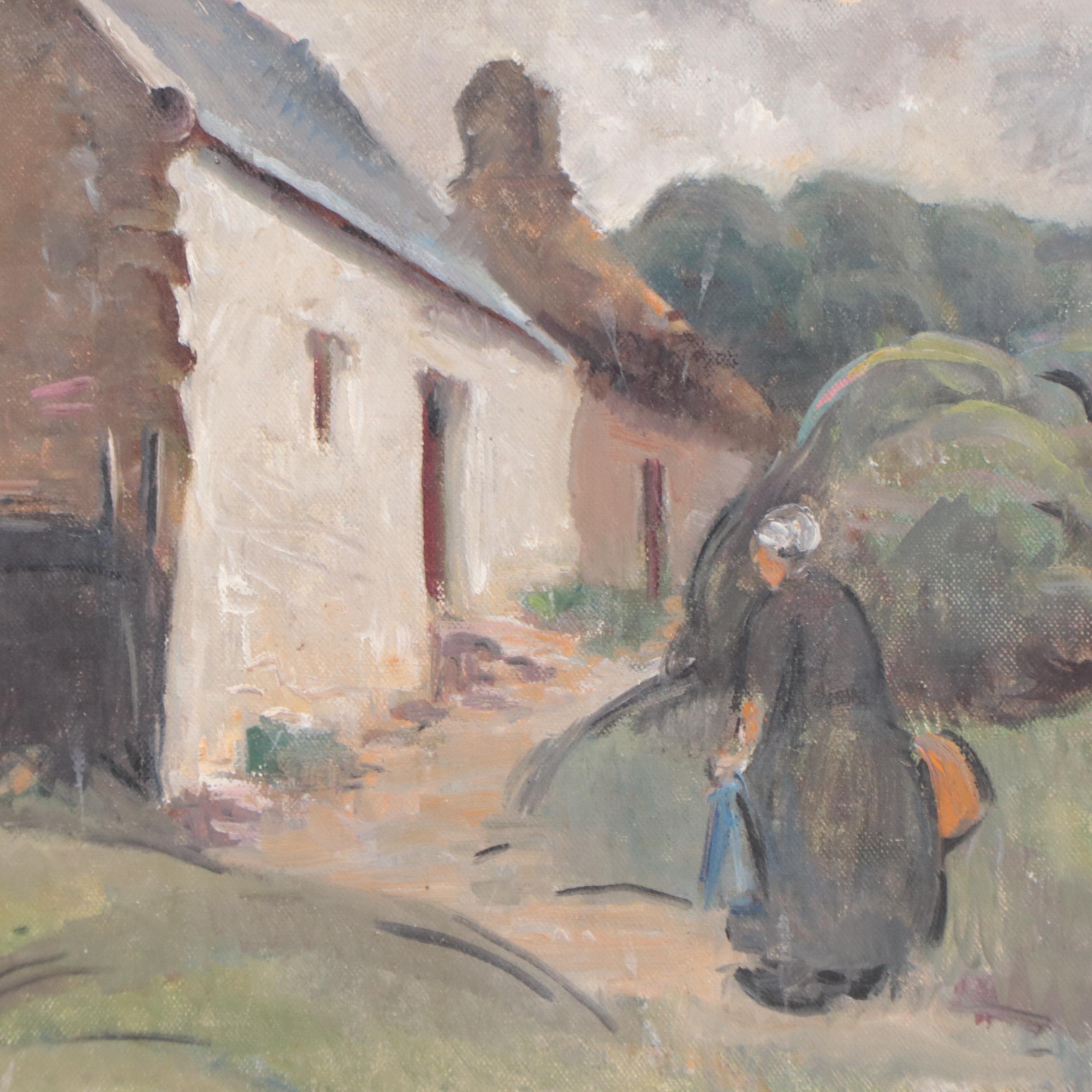Oil Painting of Village House