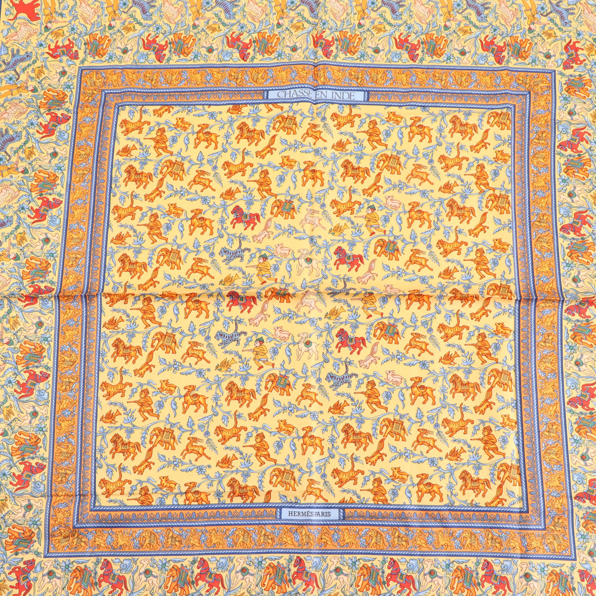 Hermès ''Chasse en Inde'' Scarf 90 in Silk Twill