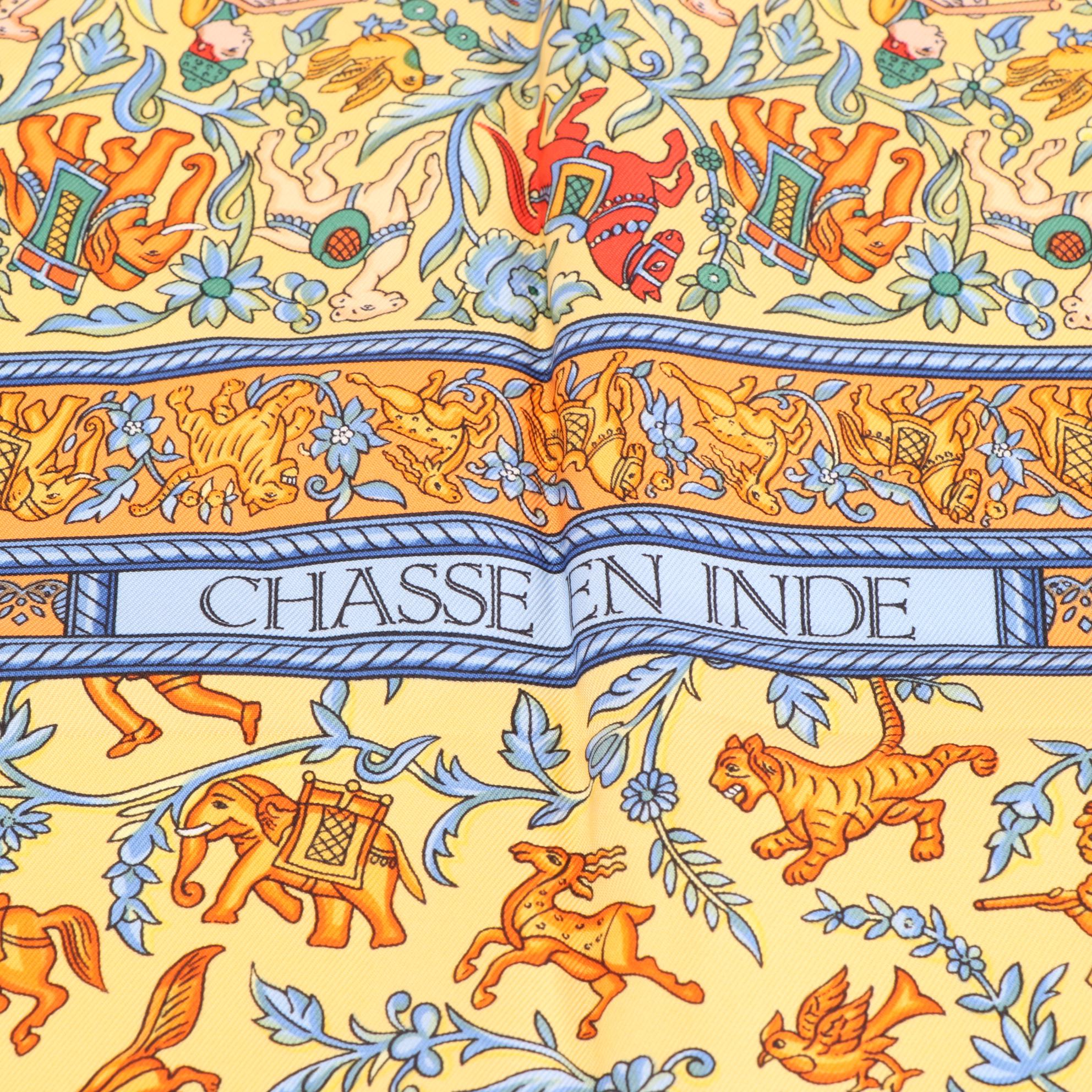 Hermès ''Chasse en Inde'' Scarf 90 in Silk Twill