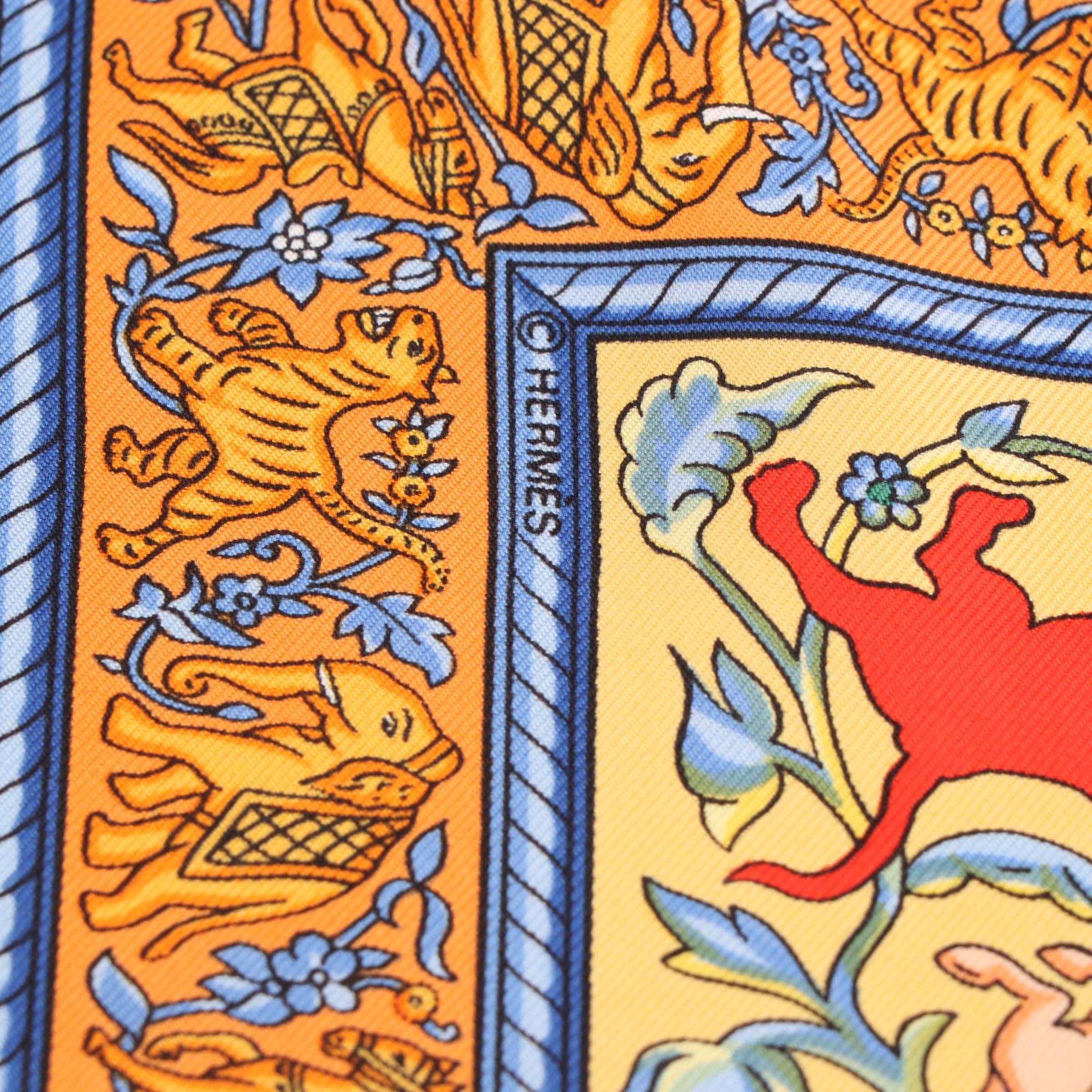 Hermès ''Chasse en Inde'' Scarf 90 in Silk Twill