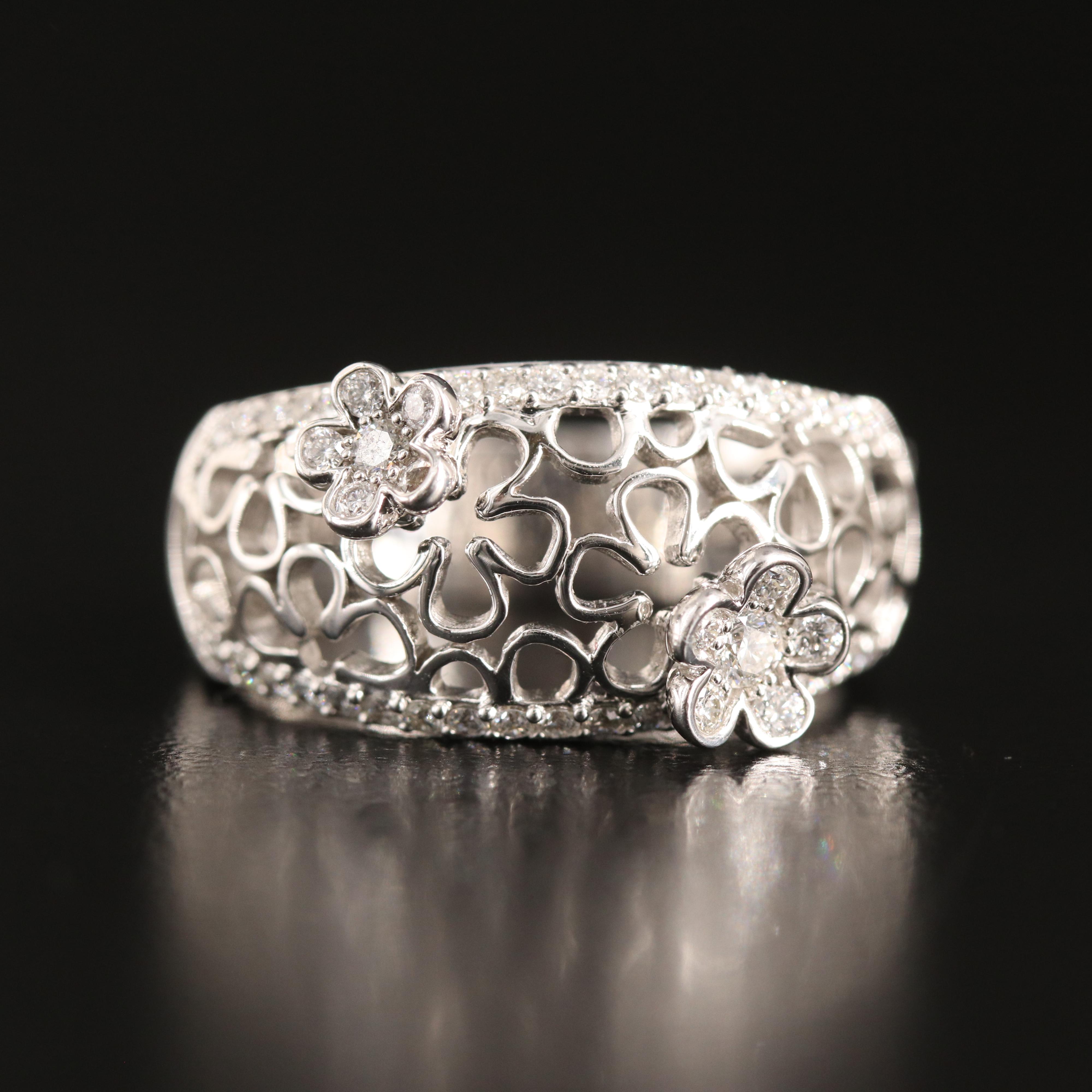 14K 0.44 CTW Diamond Flower Ring