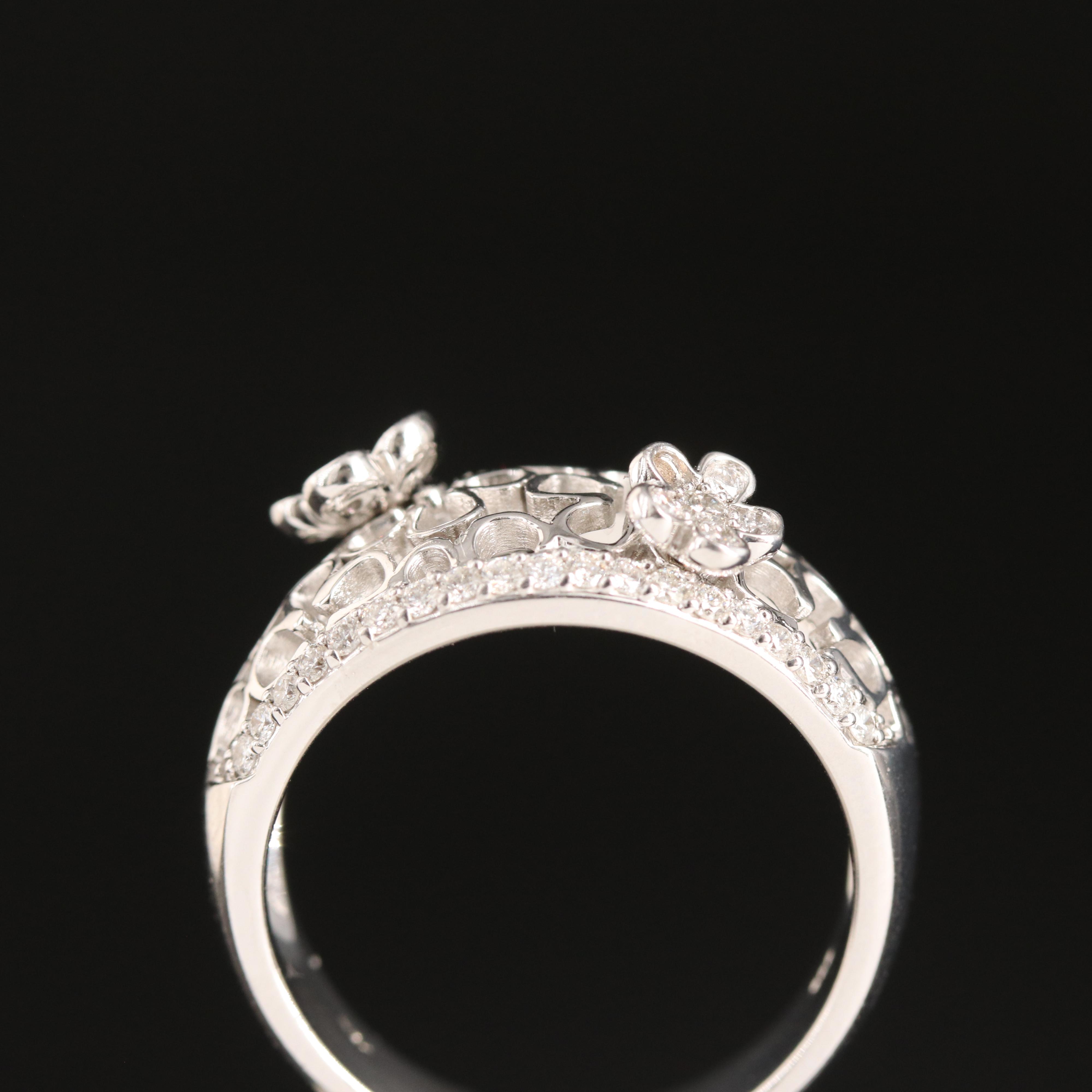 14K 0.44 CTW Diamond Flower Ring