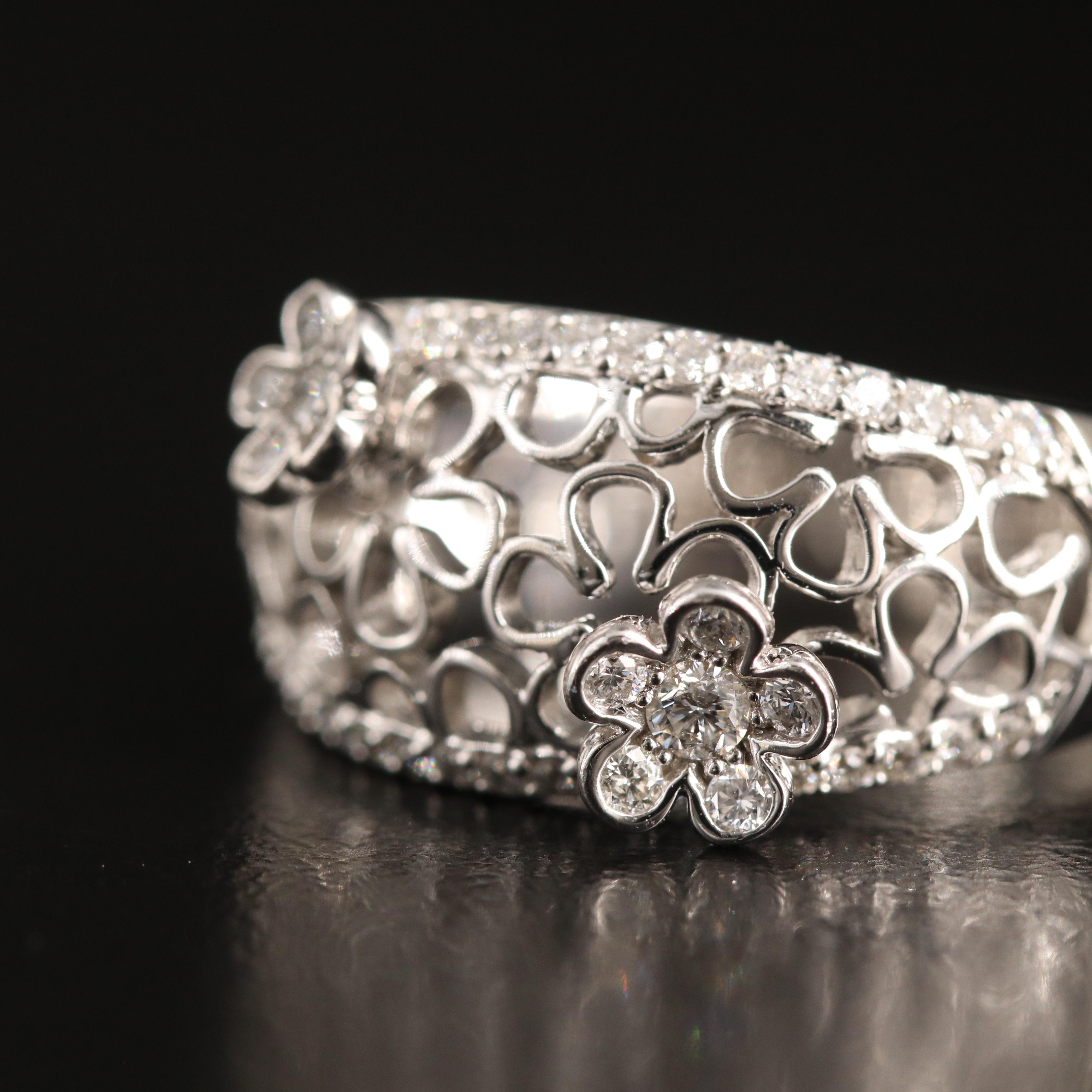 14K 0.44 CTW Diamond Flower Ring