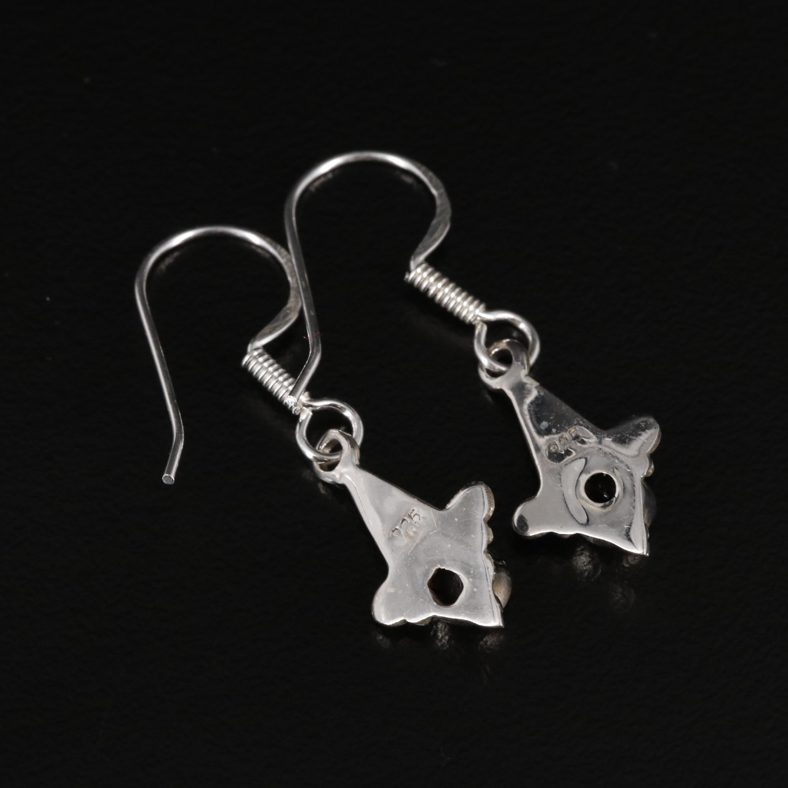 Sterling Garnet Drop Earrings