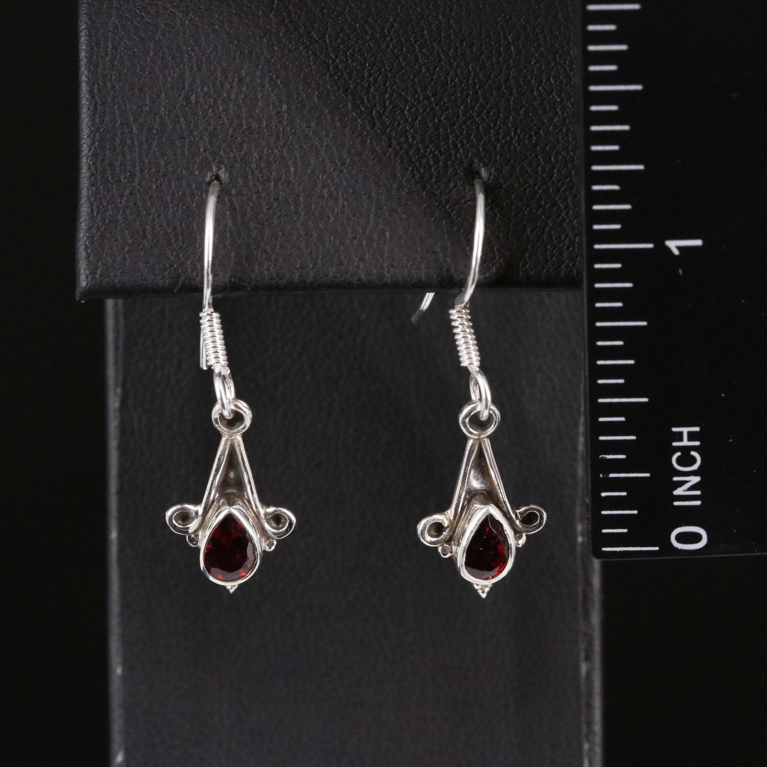 Sterling Garnet Drop Earrings