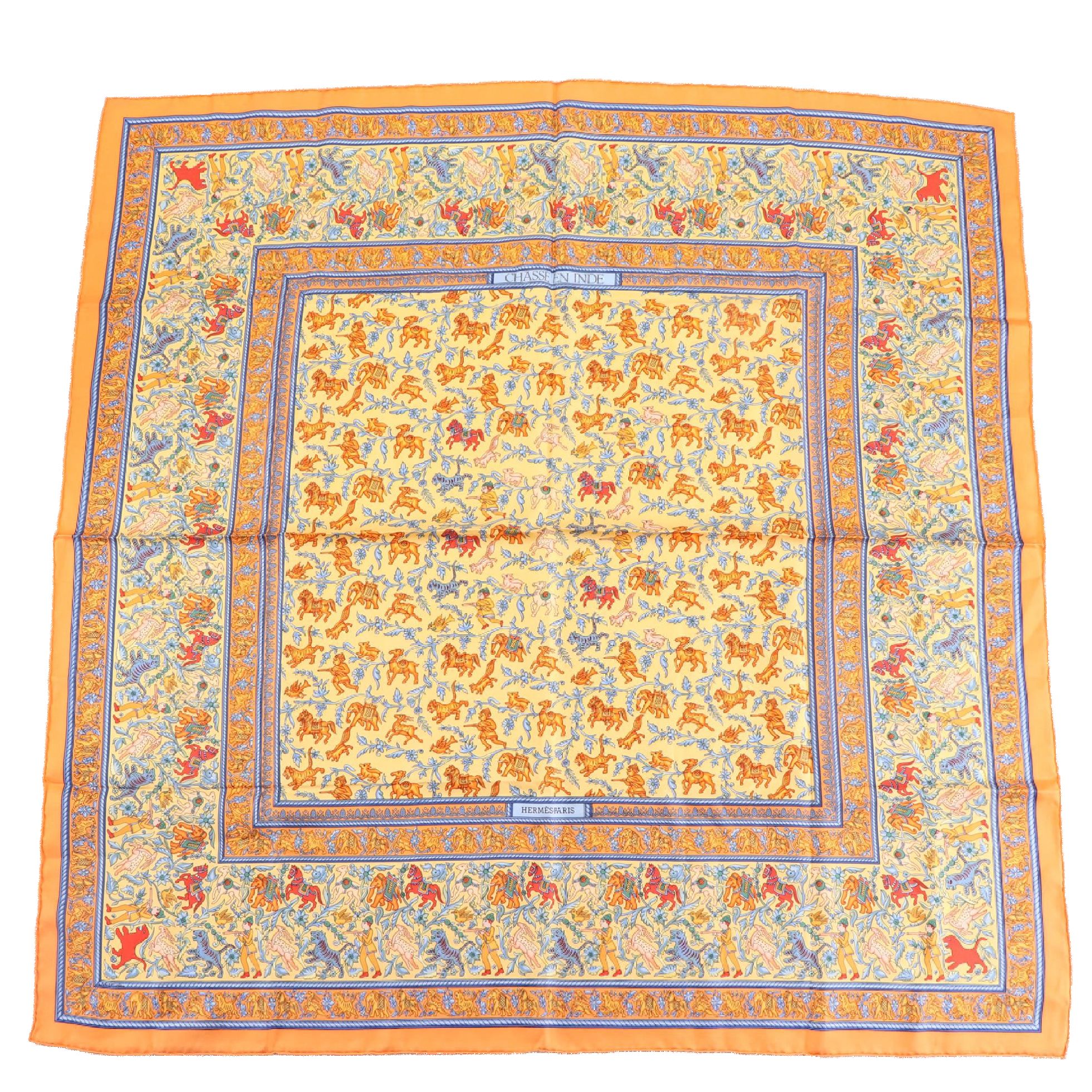Hermès ''Chasse en Inde'' Scarf 90 in Silk Twill