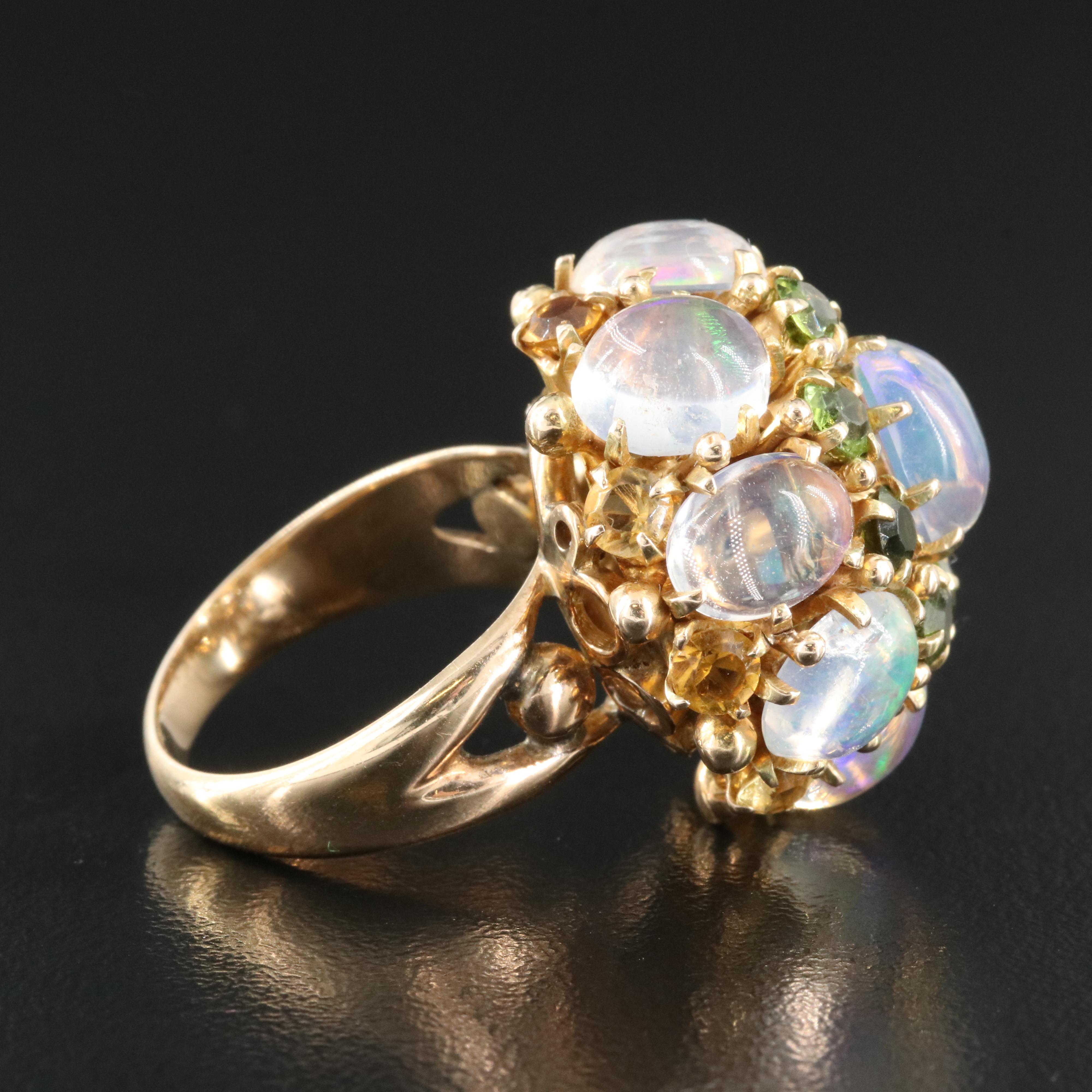 14K Opal, Tourmaline and Citrine Bombé Ring