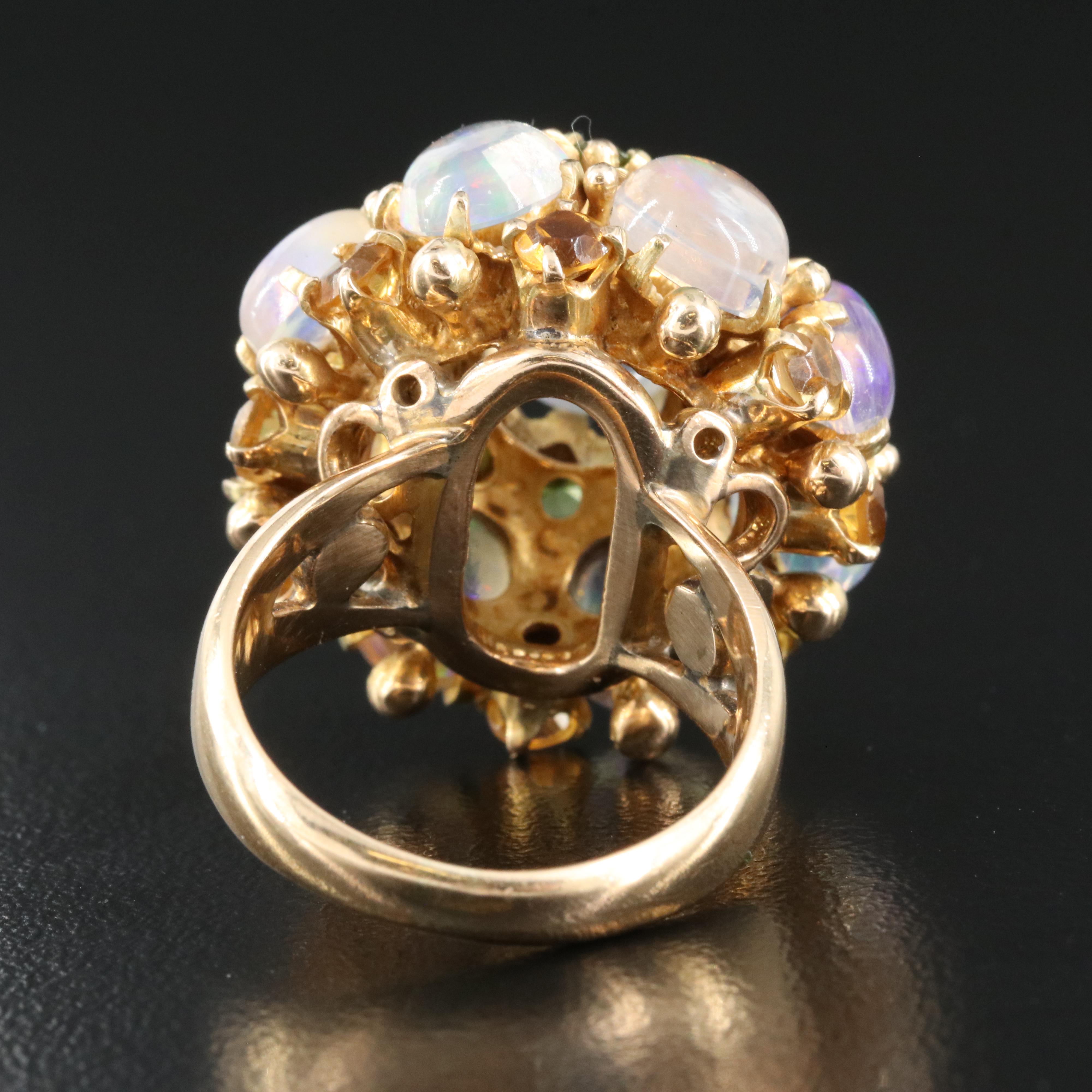14K Opal, Tourmaline and Citrine Bombé Ring