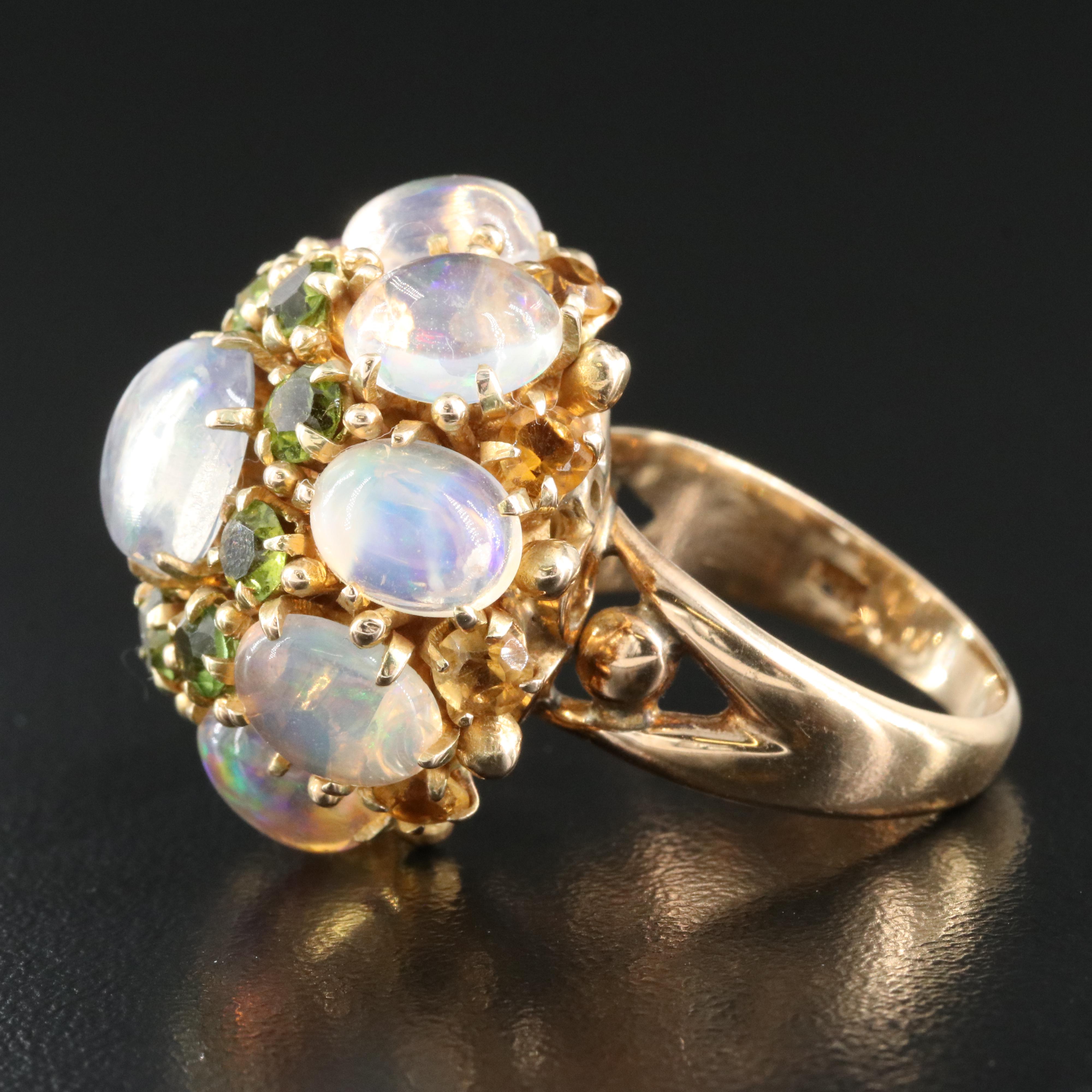 14K Opal, Tourmaline and Citrine Bombé Ring