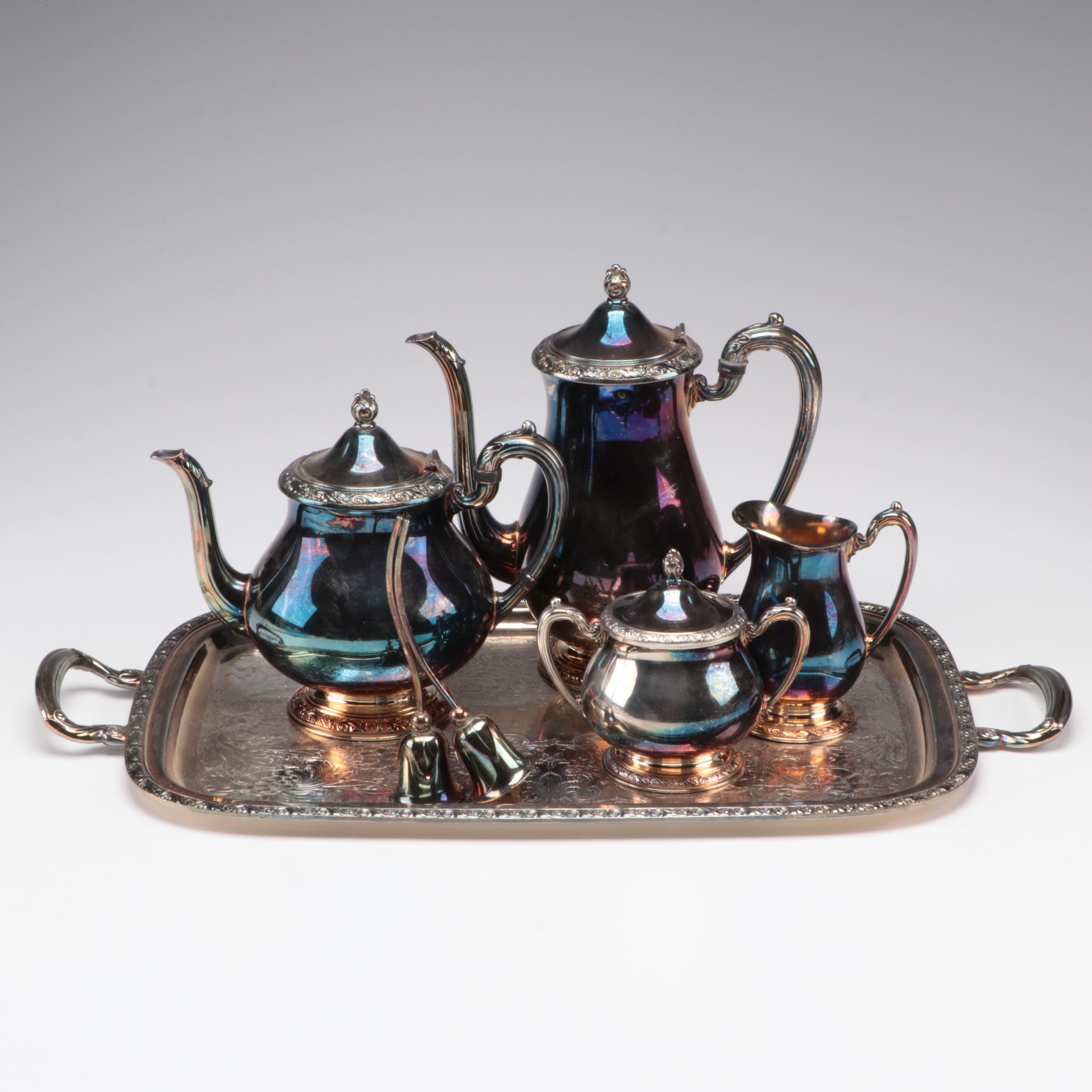 Oneida Community "Queen Bess" Tudor Plate Tea Service with Tray