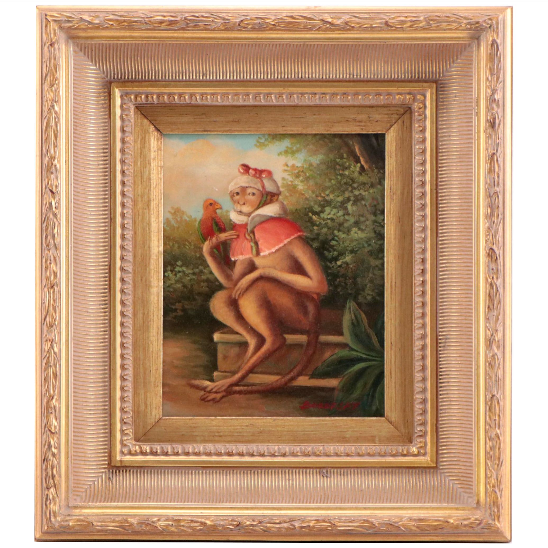 Borofsky Oil Painting of Anthropomorphic Monkey