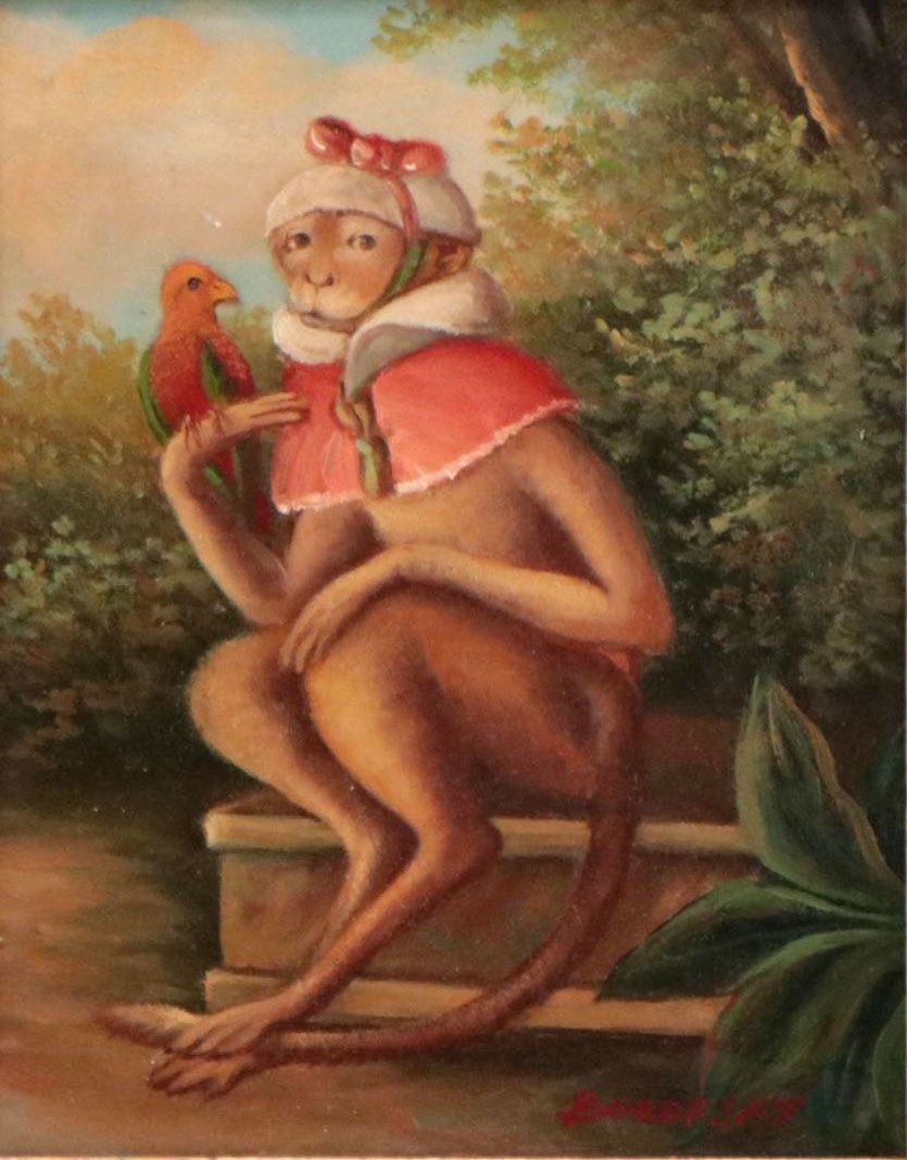 Borofsky Oil Painting of Anthropomorphic Monkey