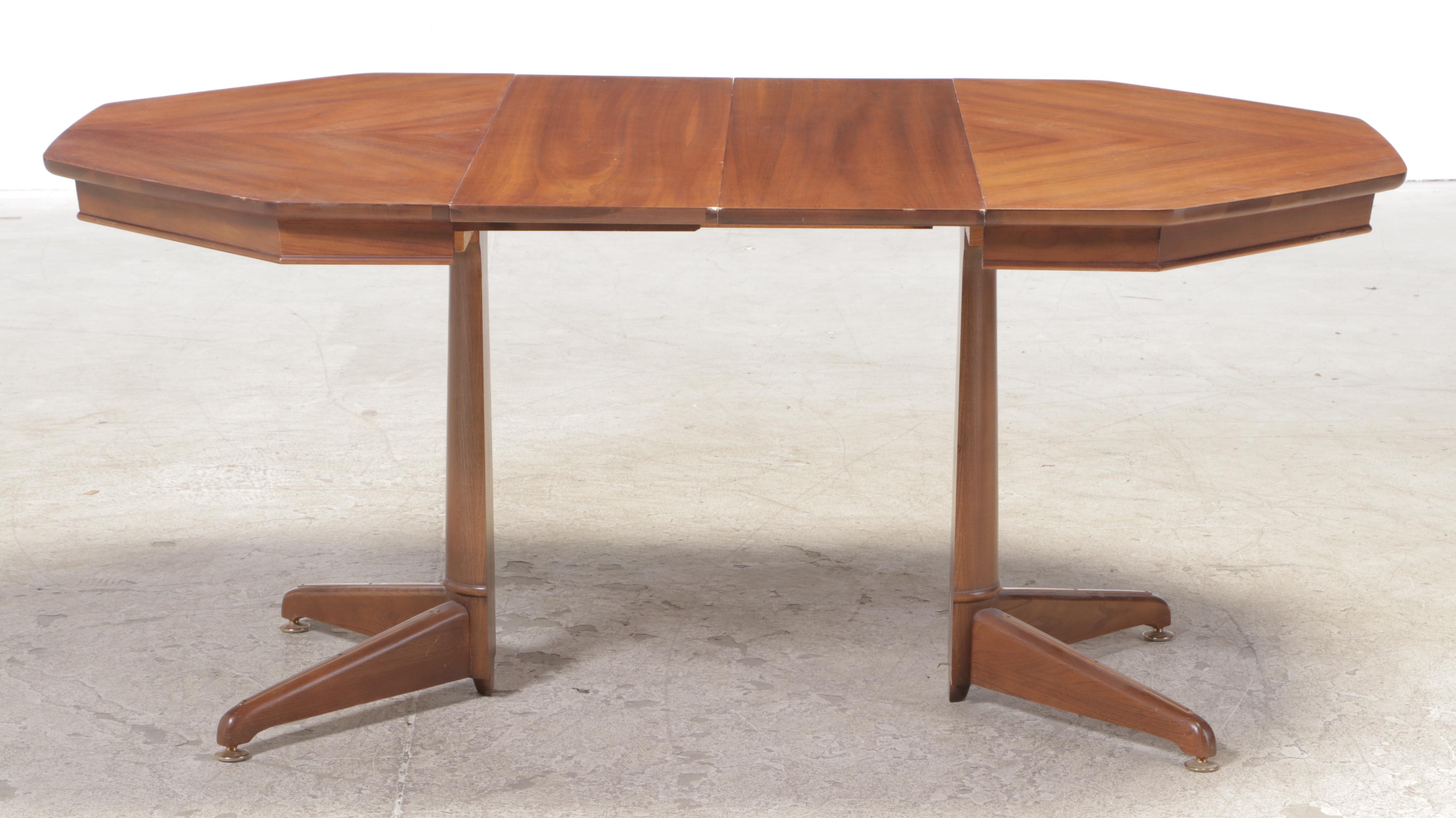 Six-Piece Blowing Rock Furniture Mid Century Modern Walnut Dining Set