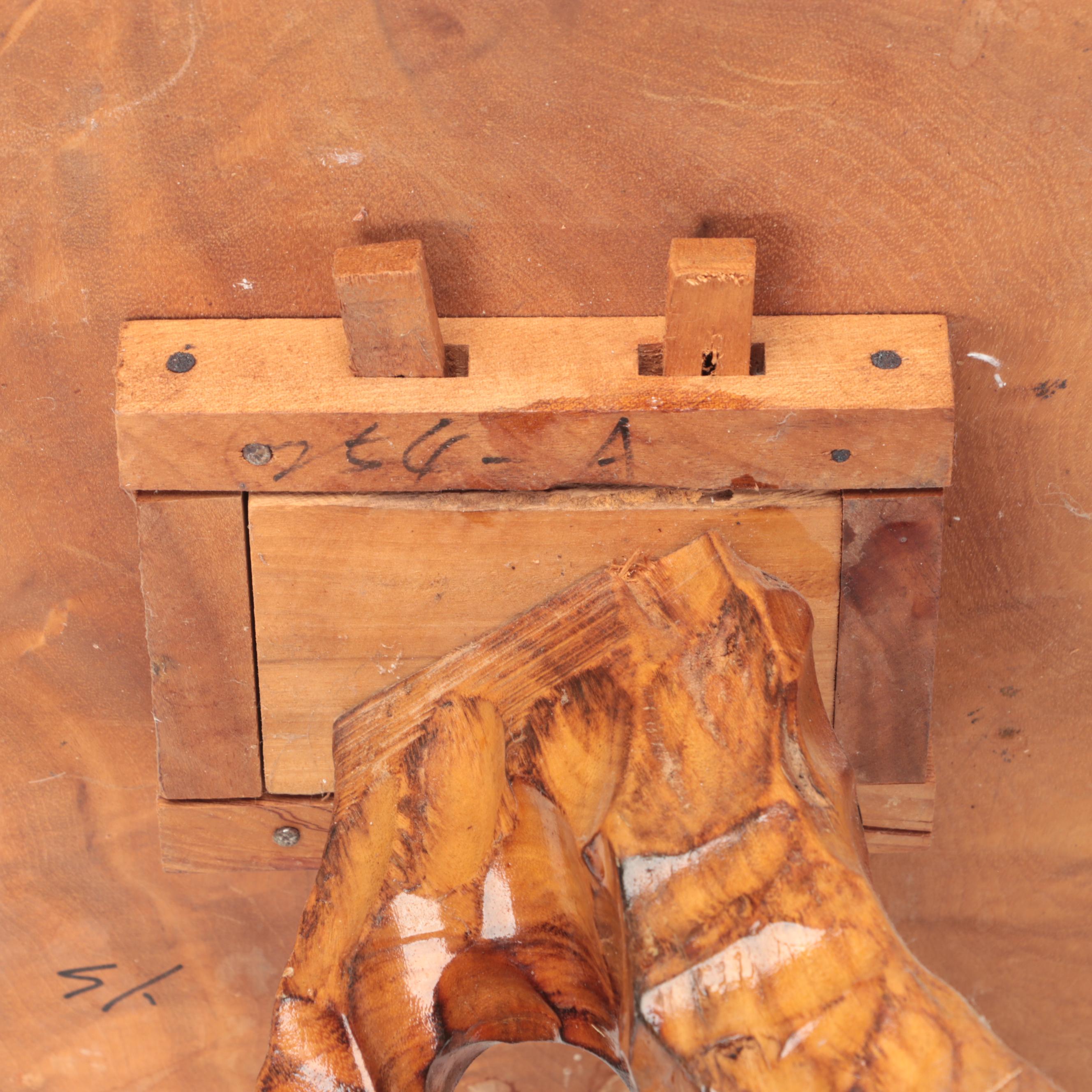 Hand-Made Carved Log Wooden Tiered Side Table