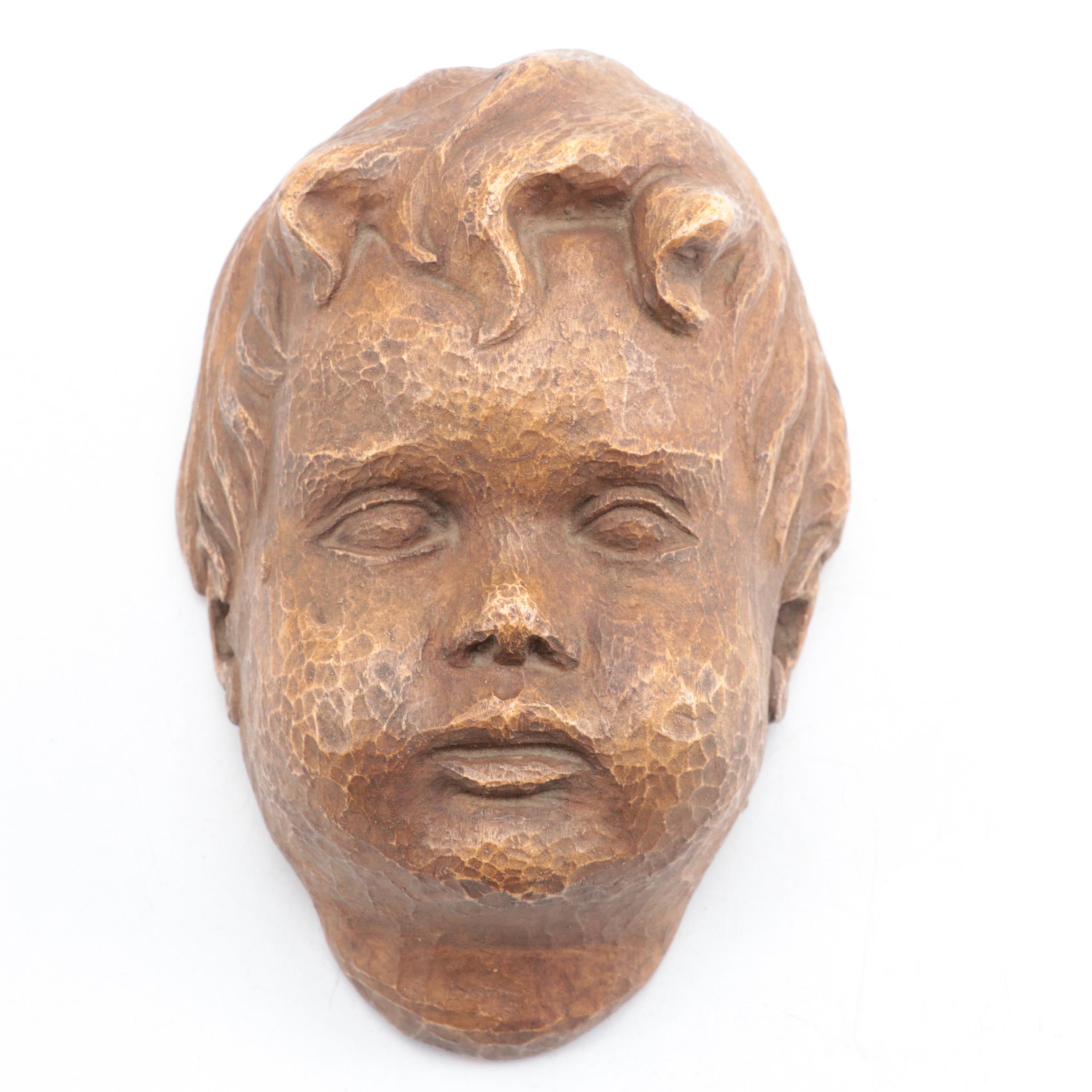 Wood Cherub and Ceracast Clay Bust Wall Hangings
