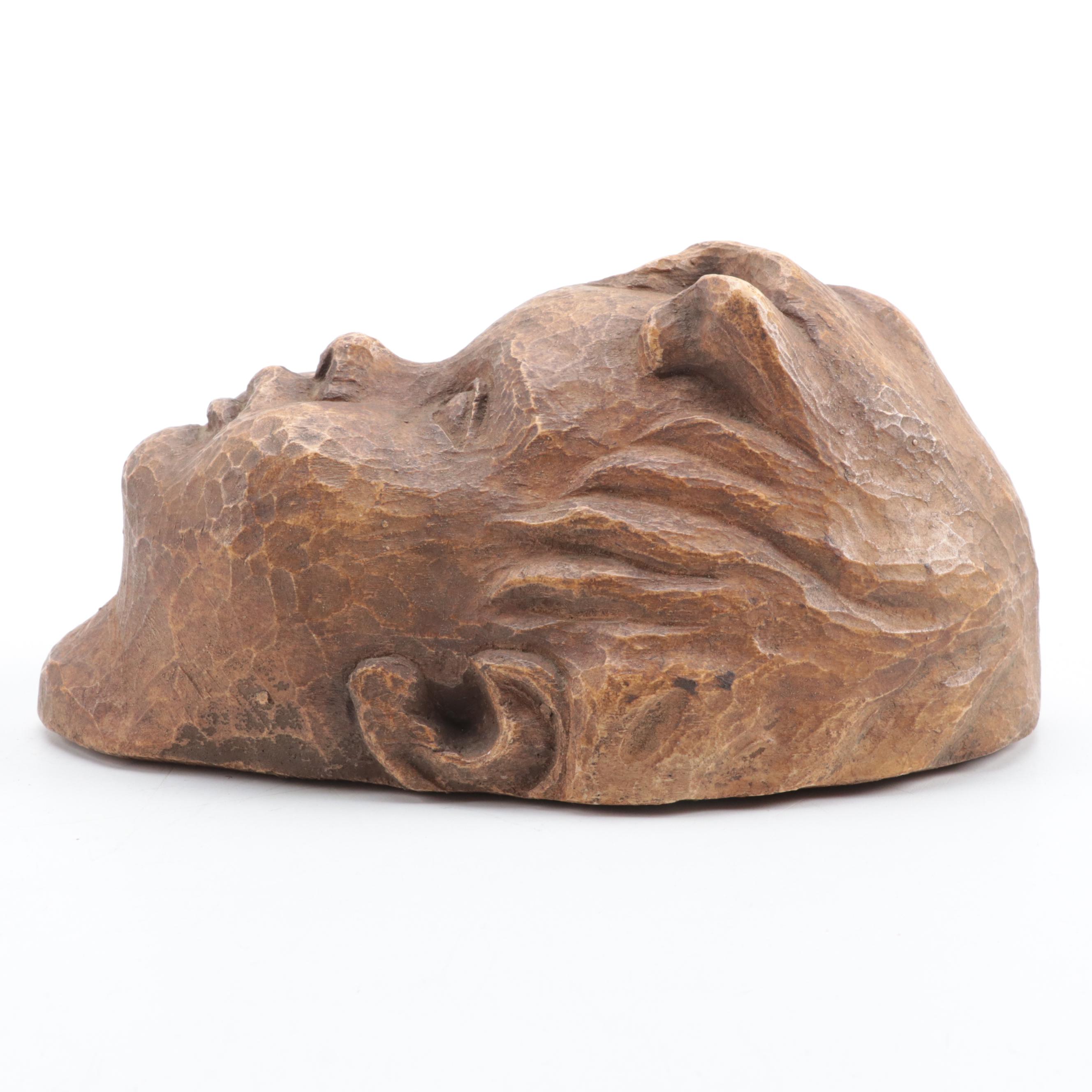 Wood Cherub and Ceracast Clay Bust Wall Hangings