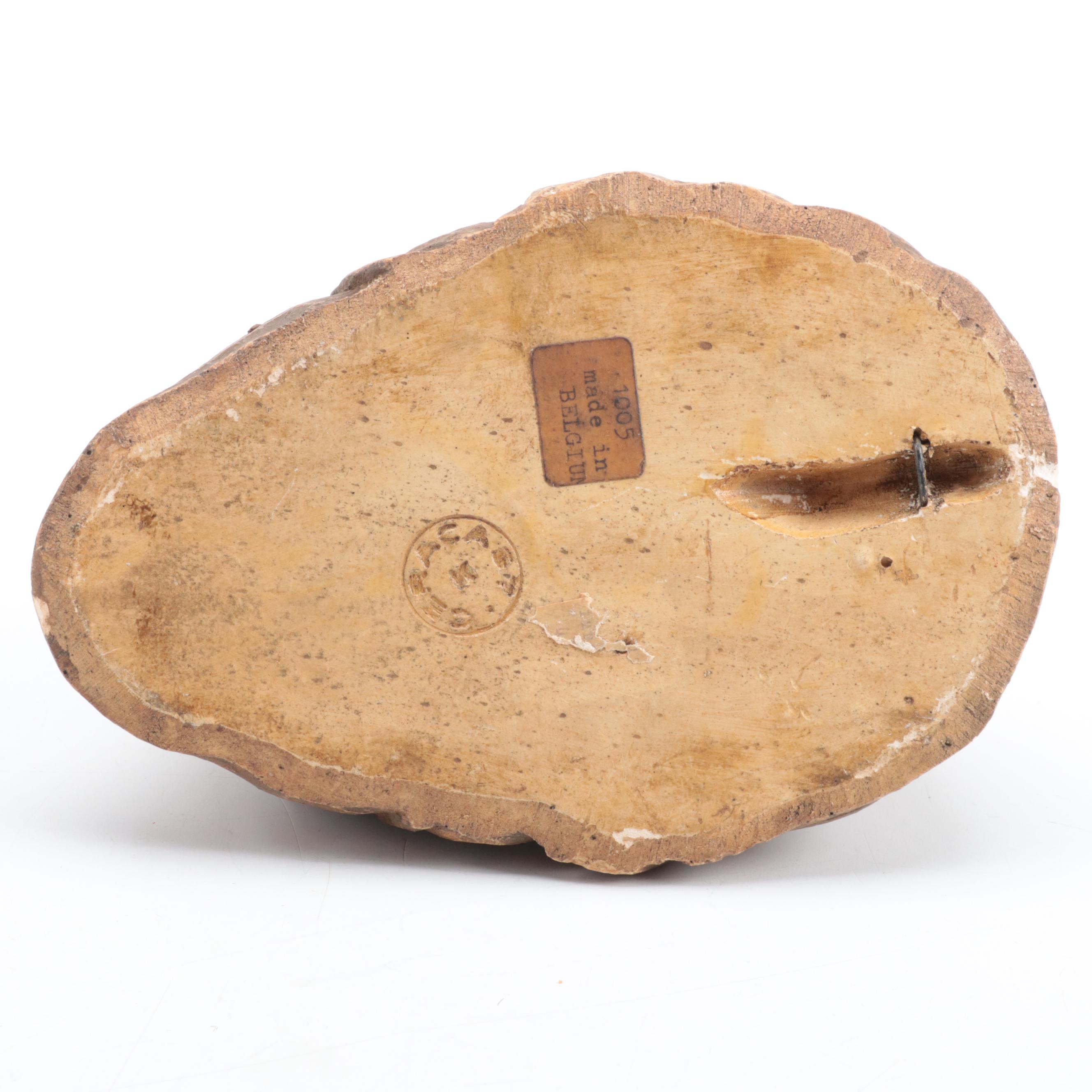 Wood Cherub and Ceracast Clay Bust Wall Hangings