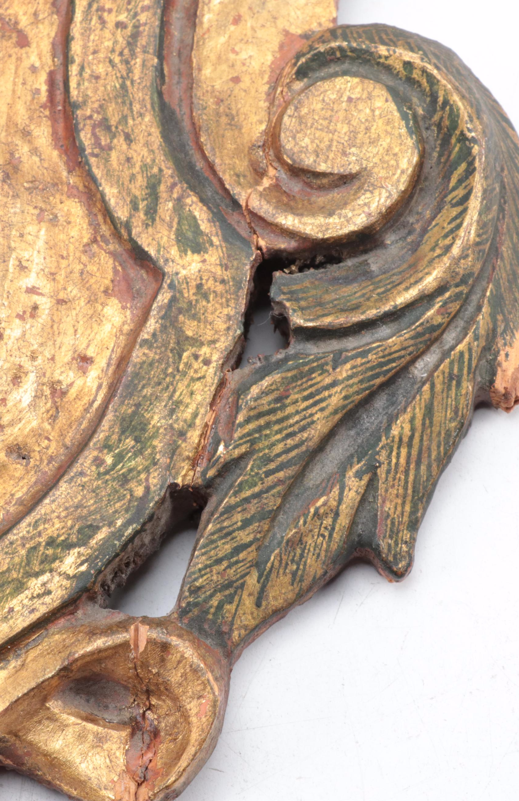 Spanish Colonial Style Gilt and Polychrome Wood Coat of Arms Wall Hanging